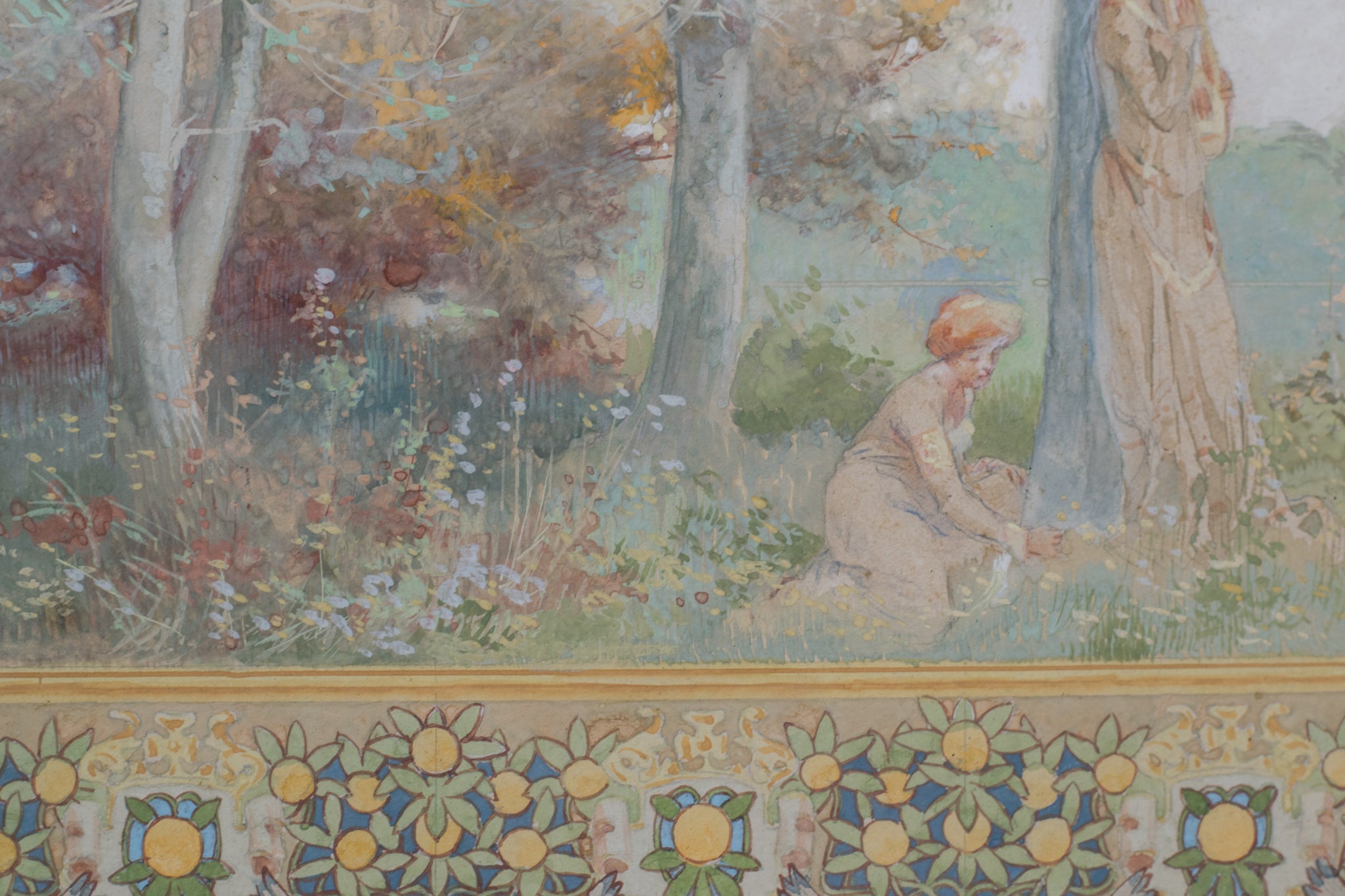 Artwork by Unknown, Watercolour Study for Wall Frieze, Made of Watercolour on paper 