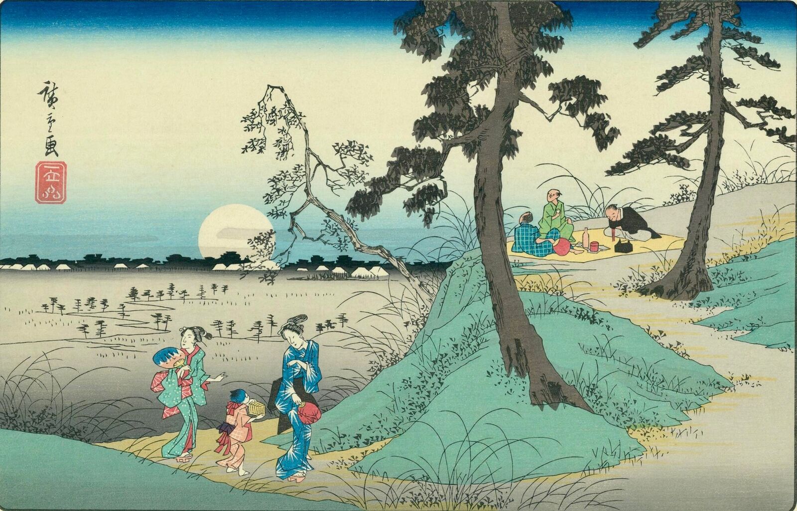 Listening to Singing Insects at Dokanyama by Utagawa Hiroshige, 1839