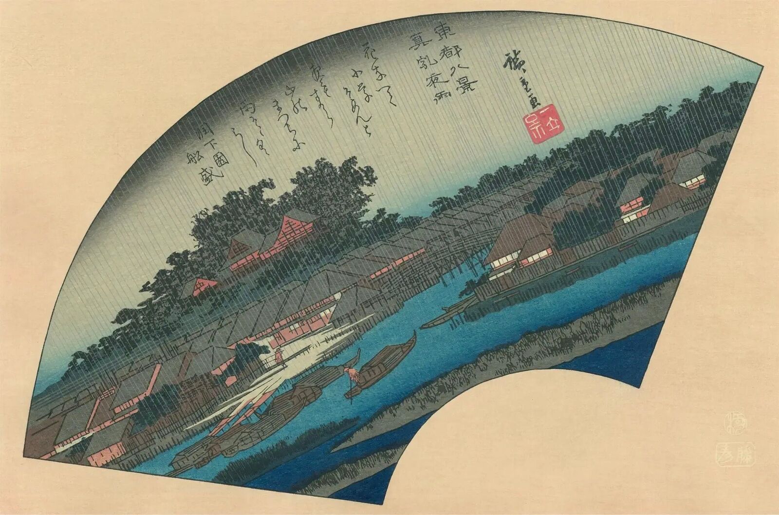 Night Rain at Matsuchi by Utagawa Hiroshige, 1836