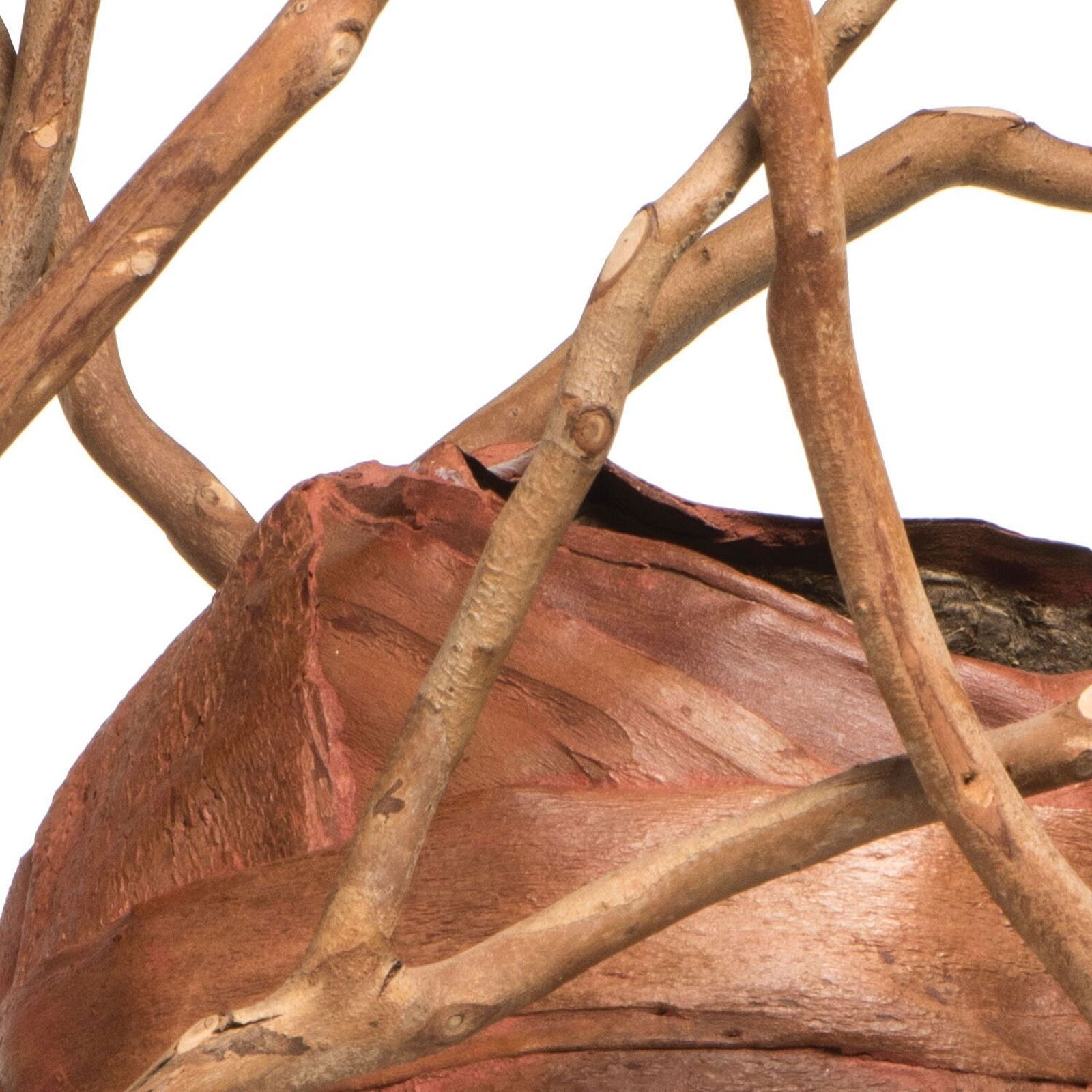 A sculpture of a vase sitting on top of a white table.