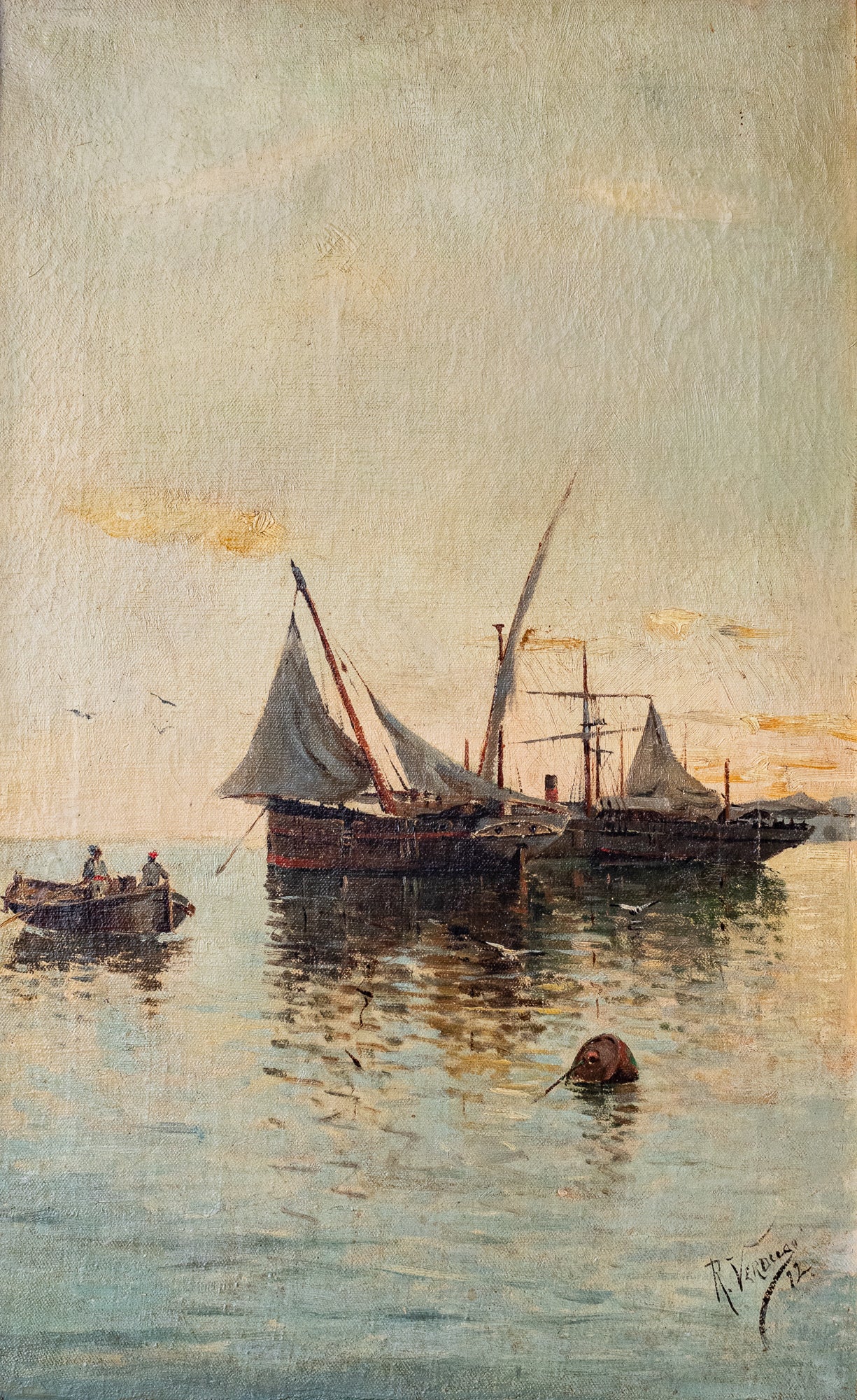 Artwork by Various Artists, Collection of Four 19th Century Marine Paintings, Made of Oil on canvas 