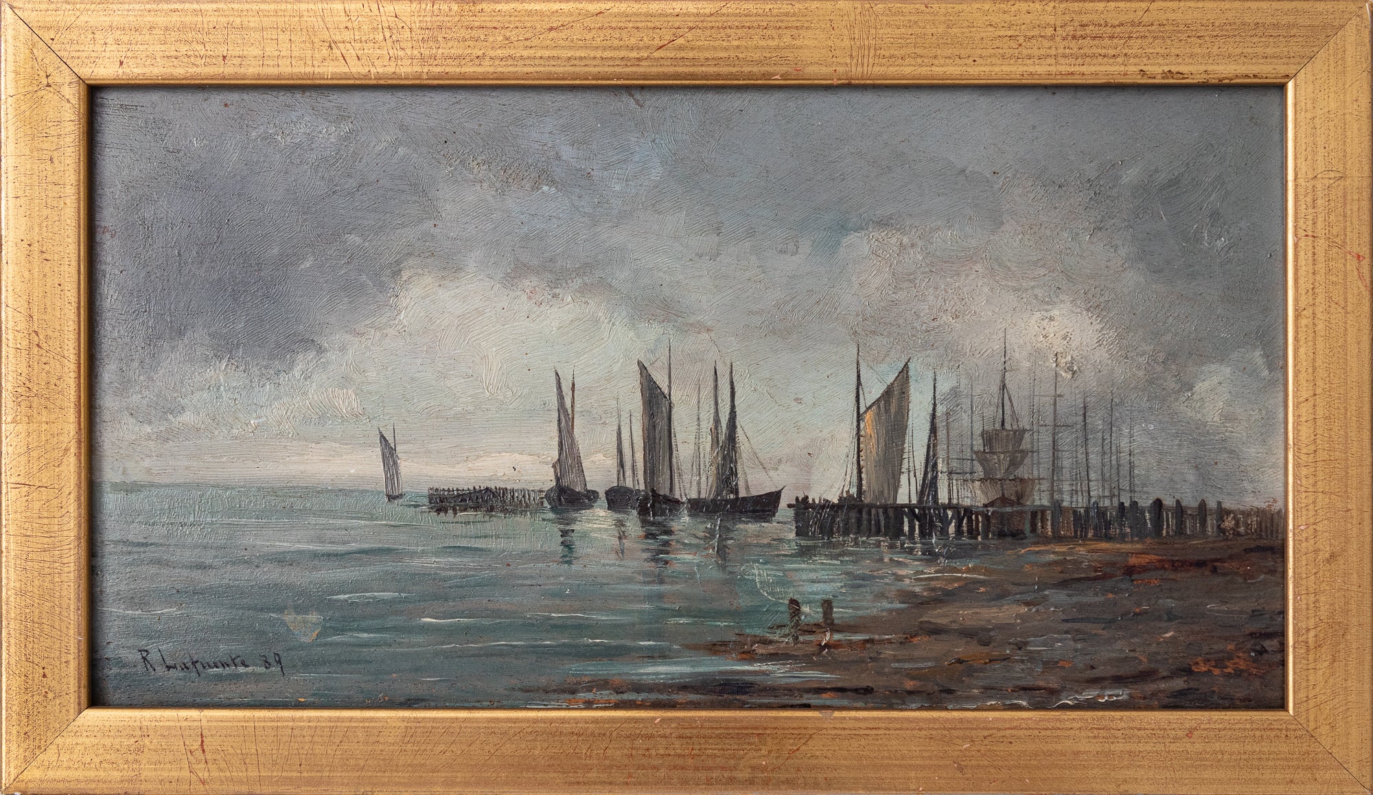 Artwork by Various Artists, Collection of Four 19th Century Marine Paintings, Made of Oil on canvas 