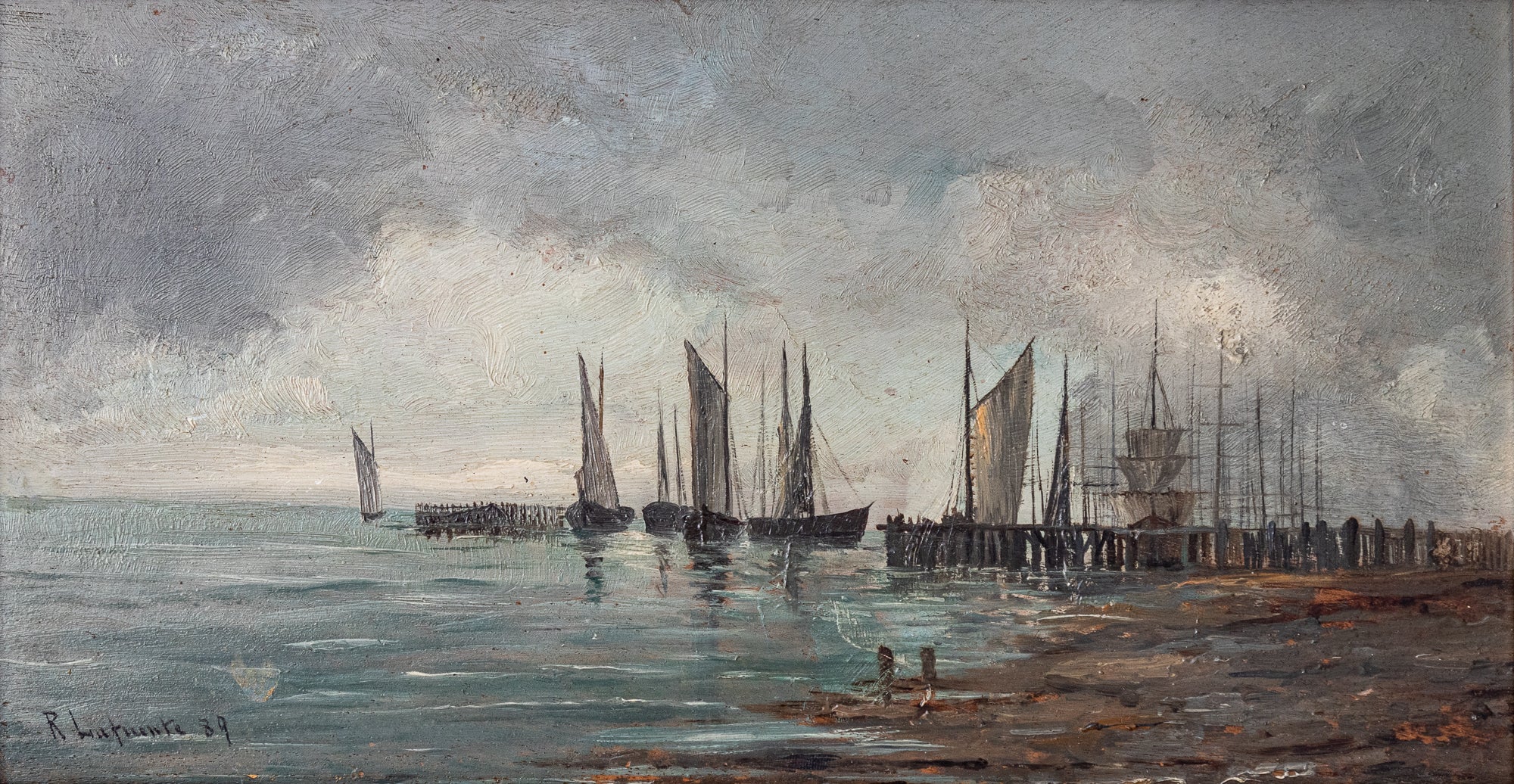 Artwork by Various Artists, Collection of Four 19th Century Marine Paintings, Made of Oil on canvas 