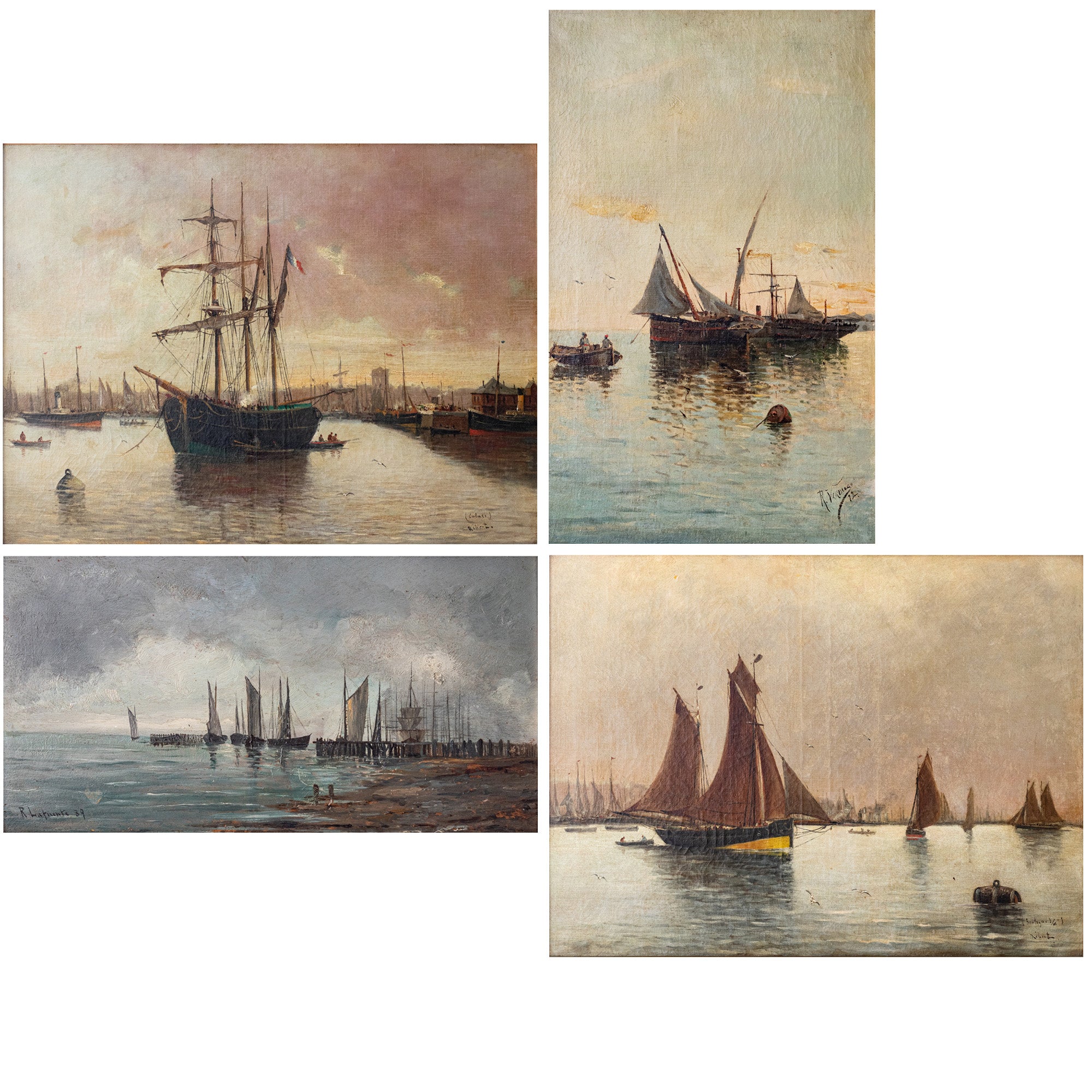 Artwork by Various Artists, Collection of Four 19th Century Marine Paintings, Made of Oil on canvas 