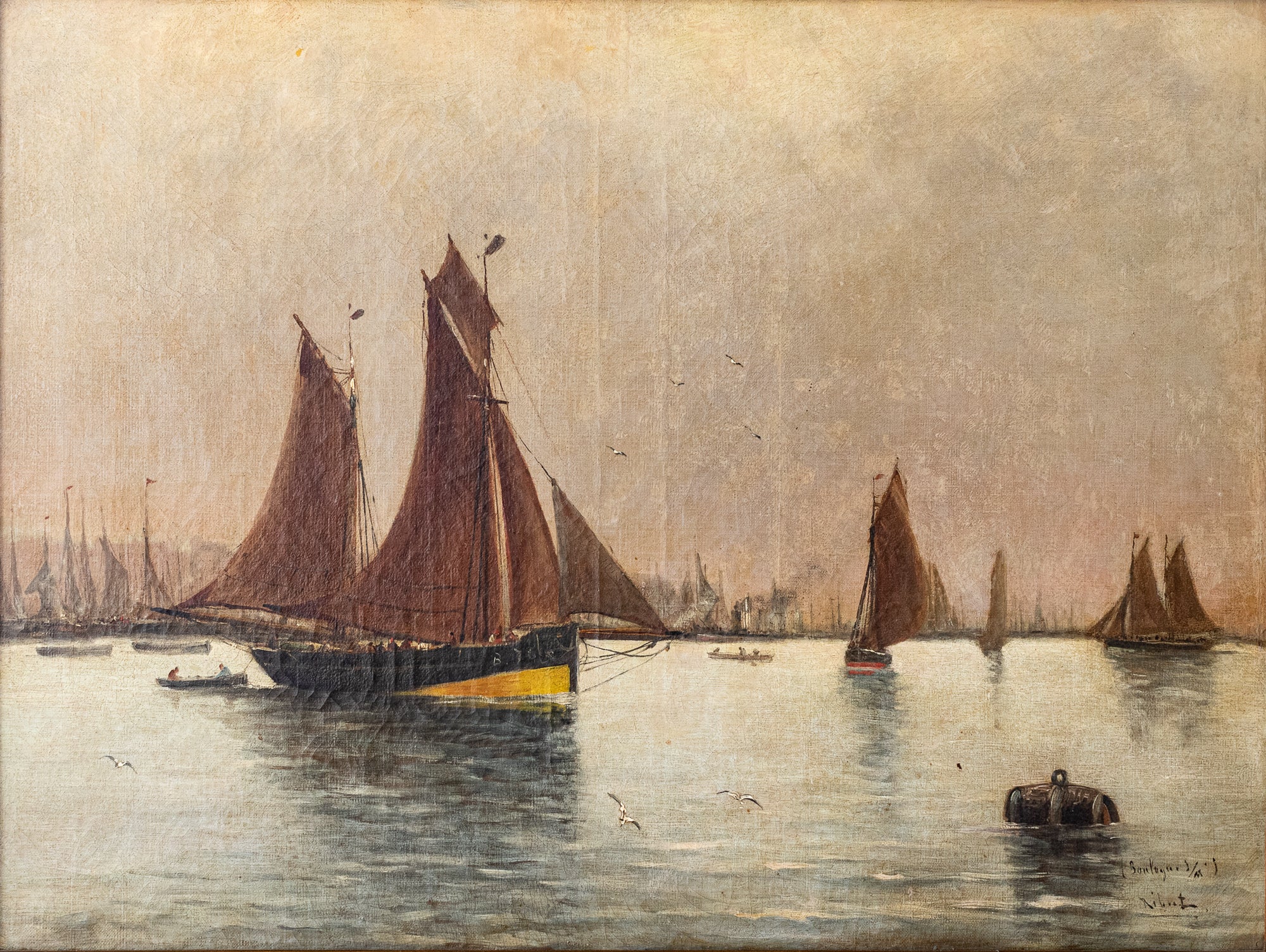 Artwork by Various Artists, Collection of Four 19th Century Marine Paintings, Made of Oil on canvas 