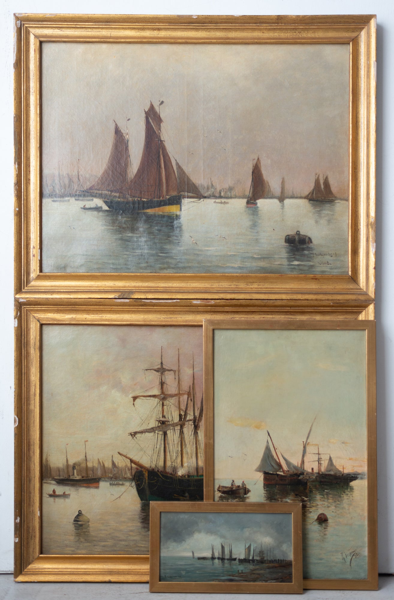 Artwork by Various Artists, Collection of Four 19th Century Marine Paintings, Made of Oil on canvas 