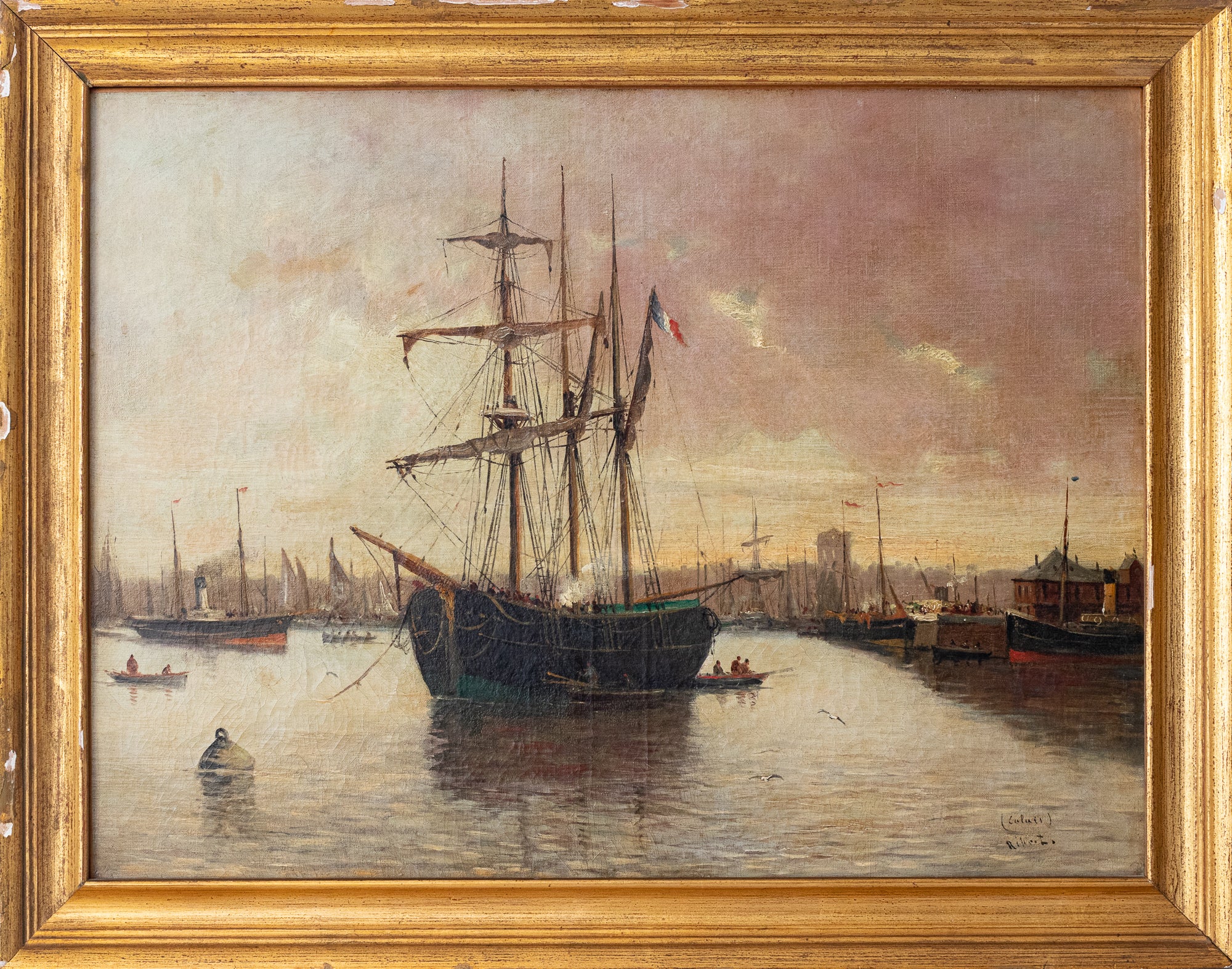 Artwork by Various Artists, Collection of Four 19th Century Marine Paintings, Made of Oil on canvas 