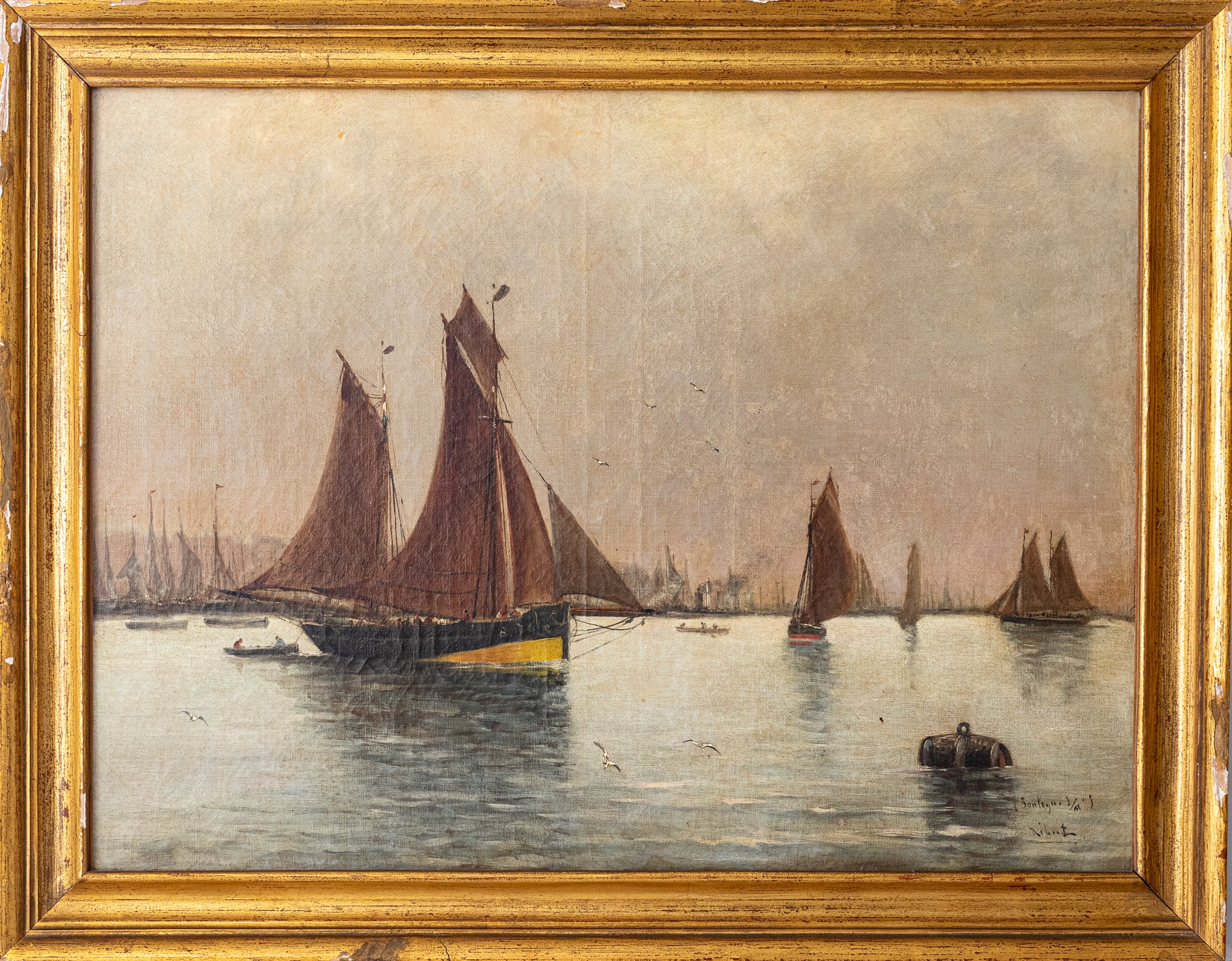 Artwork by Various Artists, Collection of Four 19th Century Marine Paintings, Made of Oil on canvas 