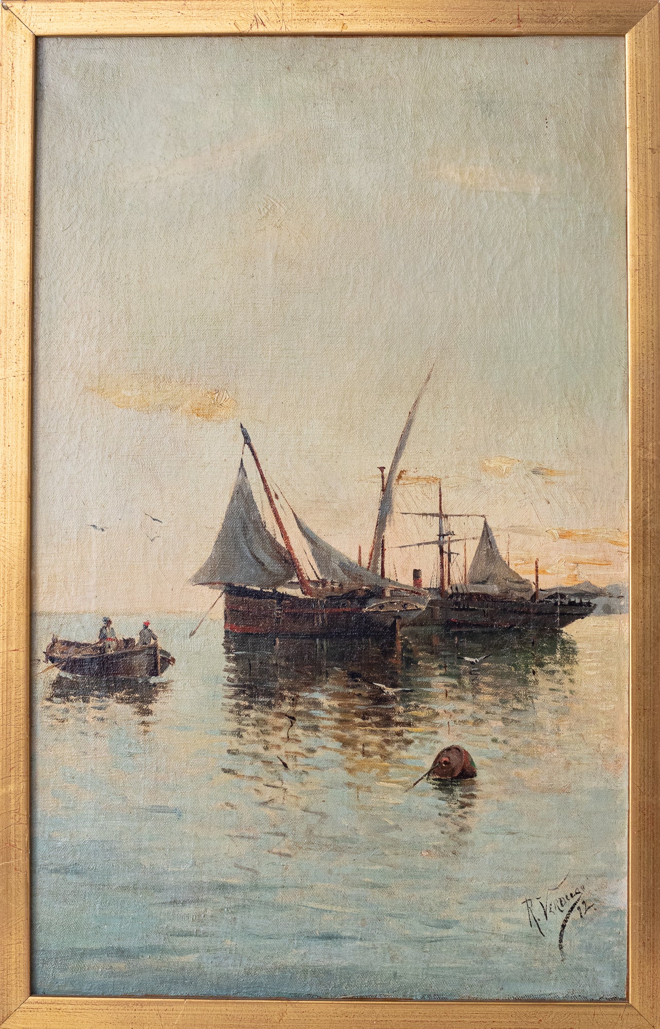 Artwork by Various Artists, Collection of Four 19th Century Marine Paintings, Made of Oil on canvas 