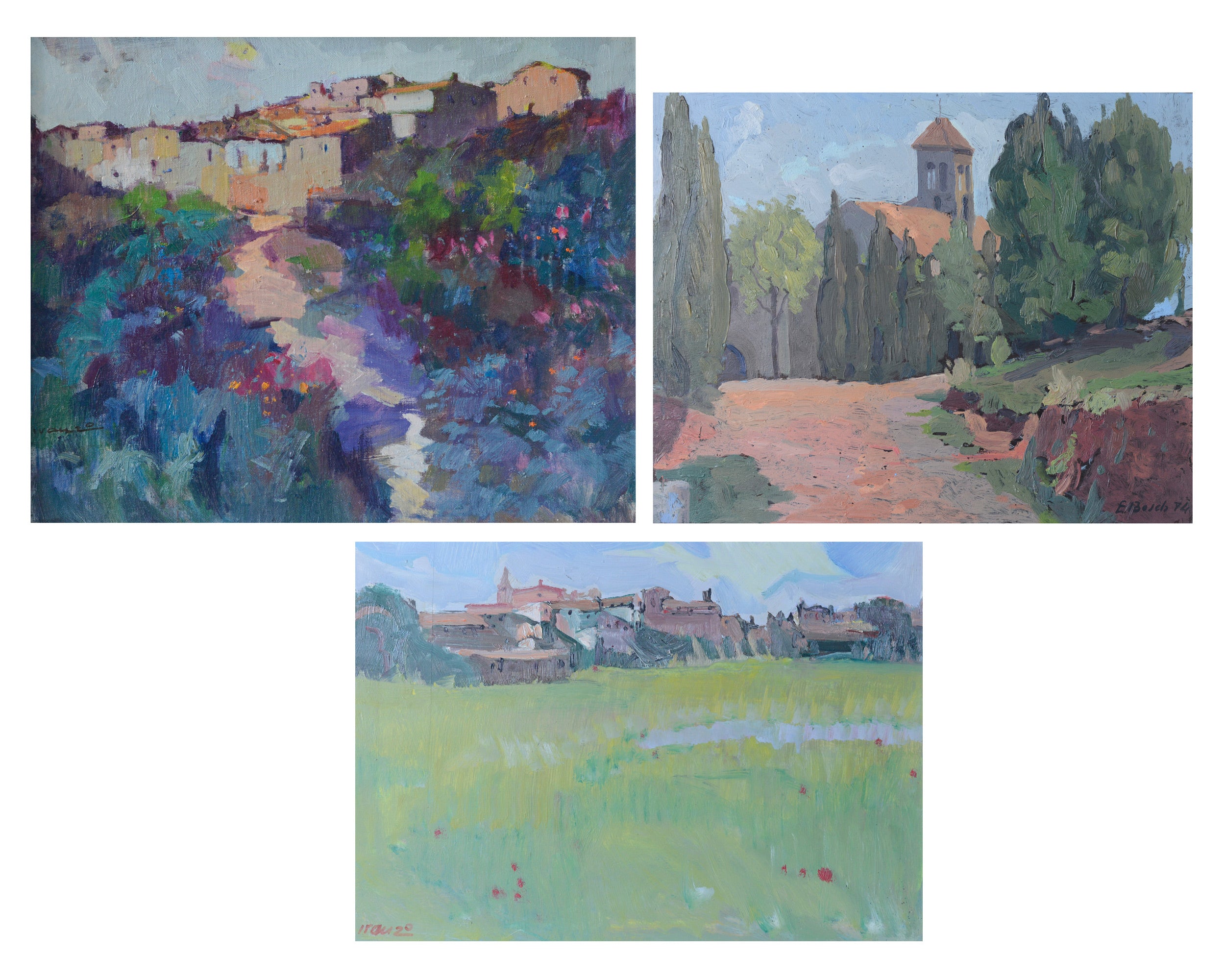 Three Framed Colourist Oils by Various Artists, Second half of the 20th Century