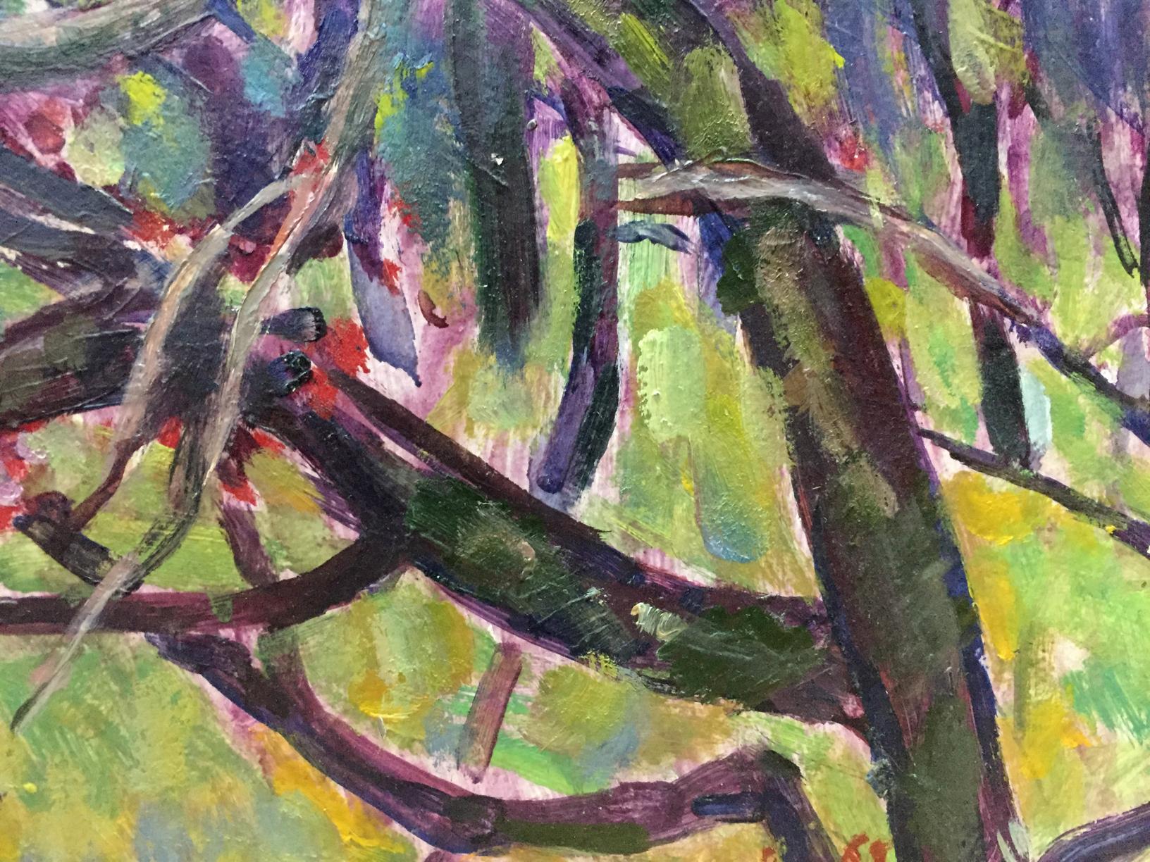 Artwork by Grigory Stepanovich Vasetsky, Flower tree, Made of Oil, Cardboard 