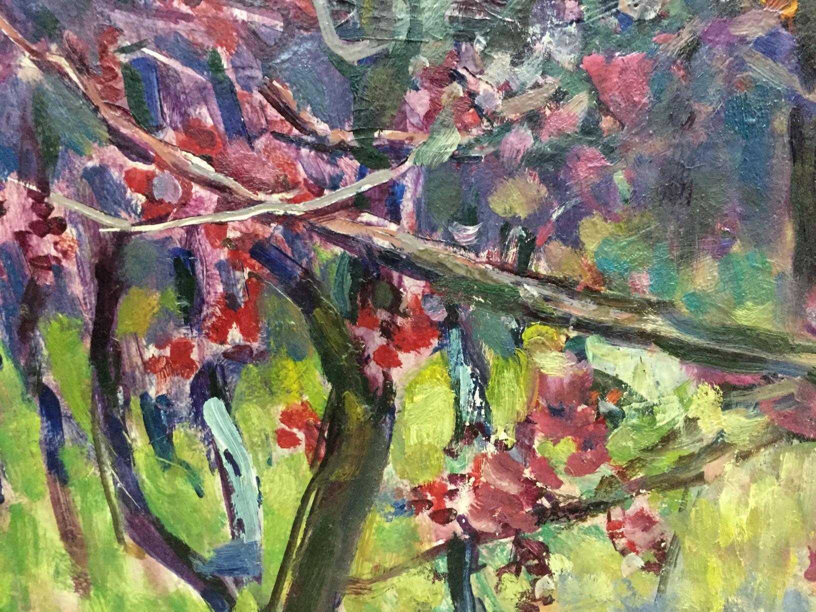 Artwork by Grigory Stepanovich Vasetsky, Flower tree, Made of Oil, Cardboard 