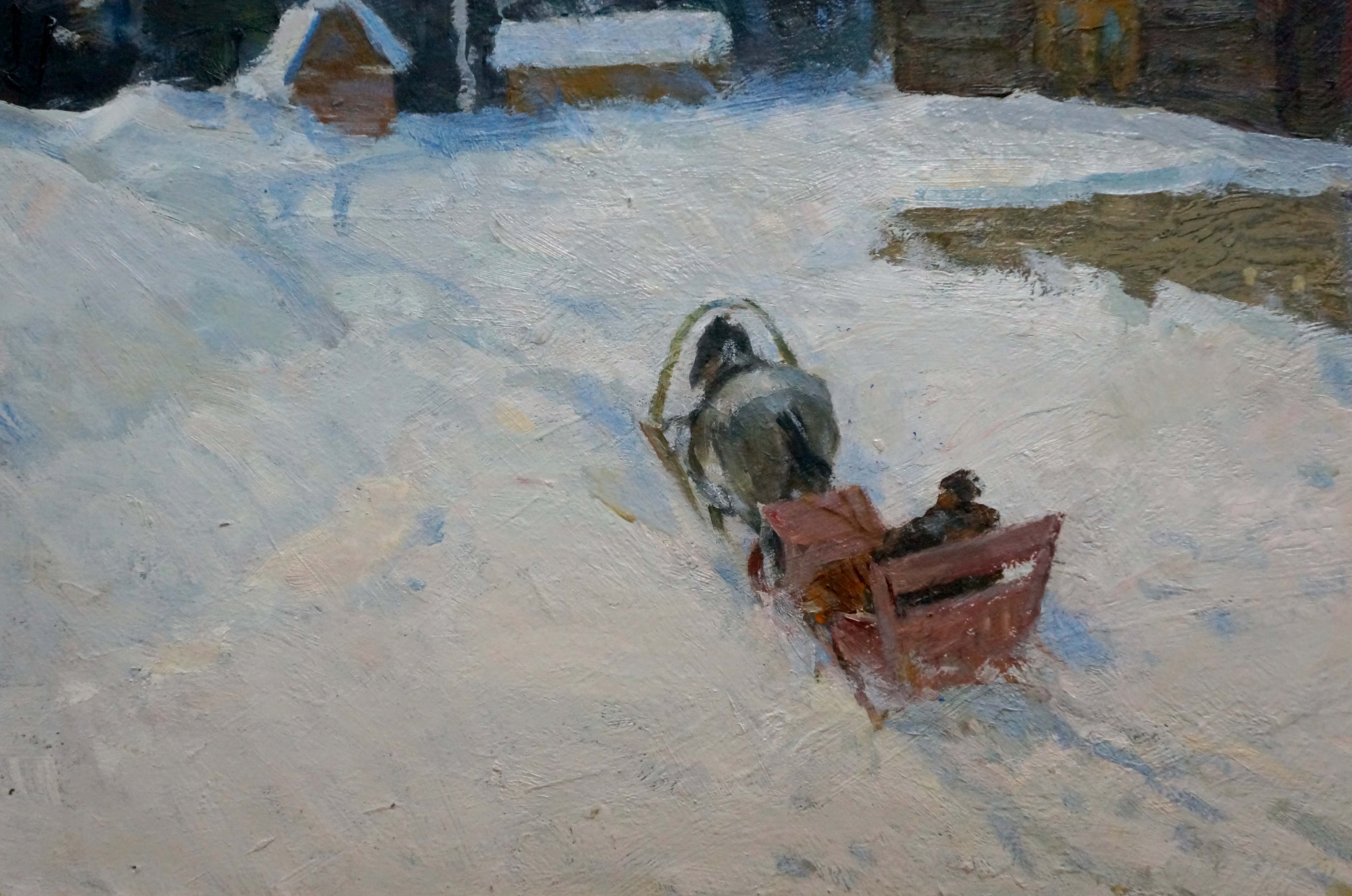 Artwork by Grigory Stepanovich Vasetsky, Winter landscape, Made of Oil, Cardboard 