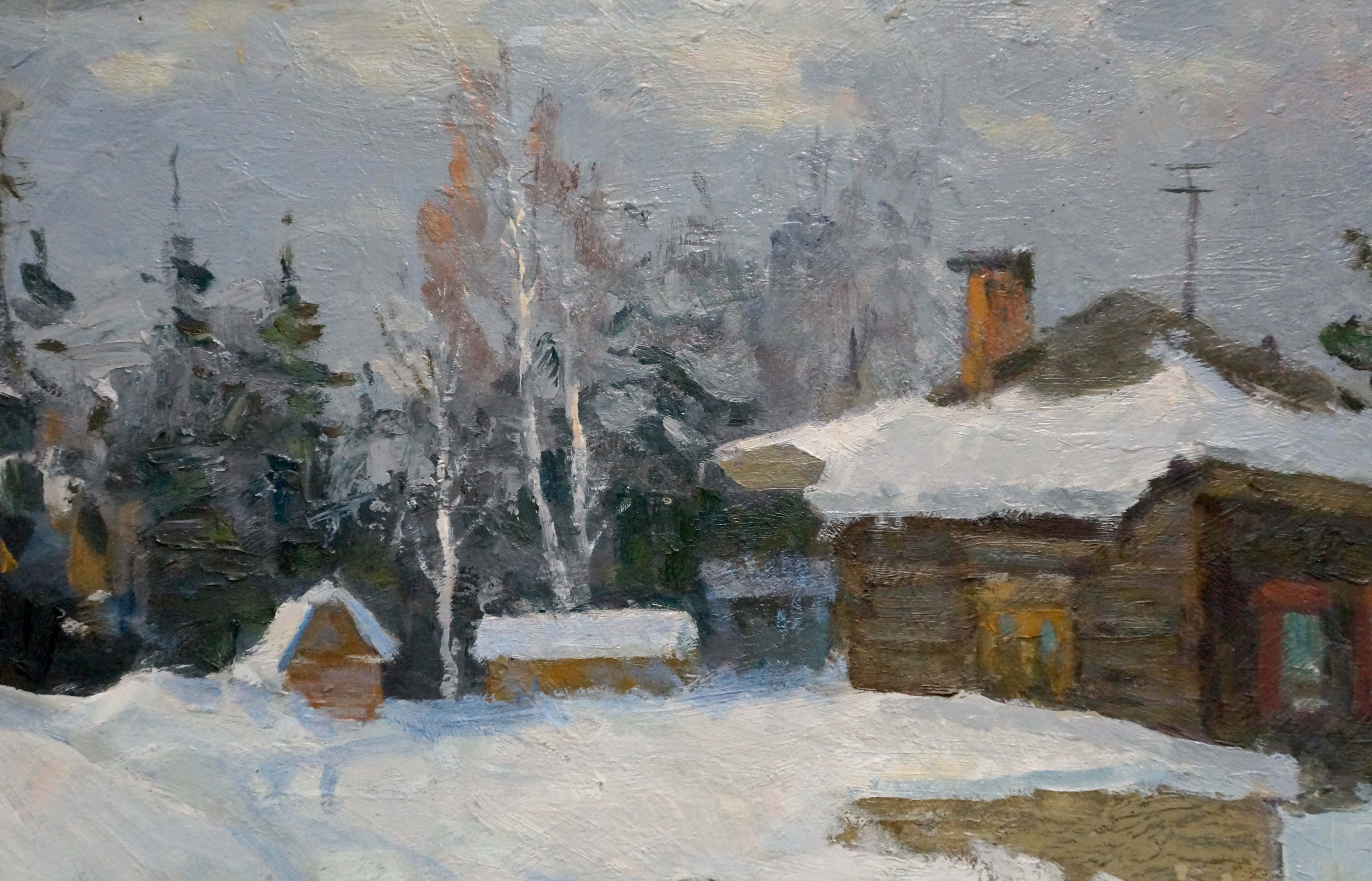 Artwork by Grigory Stepanovich Vasetsky, Winter landscape, Made of Oil, Cardboard 