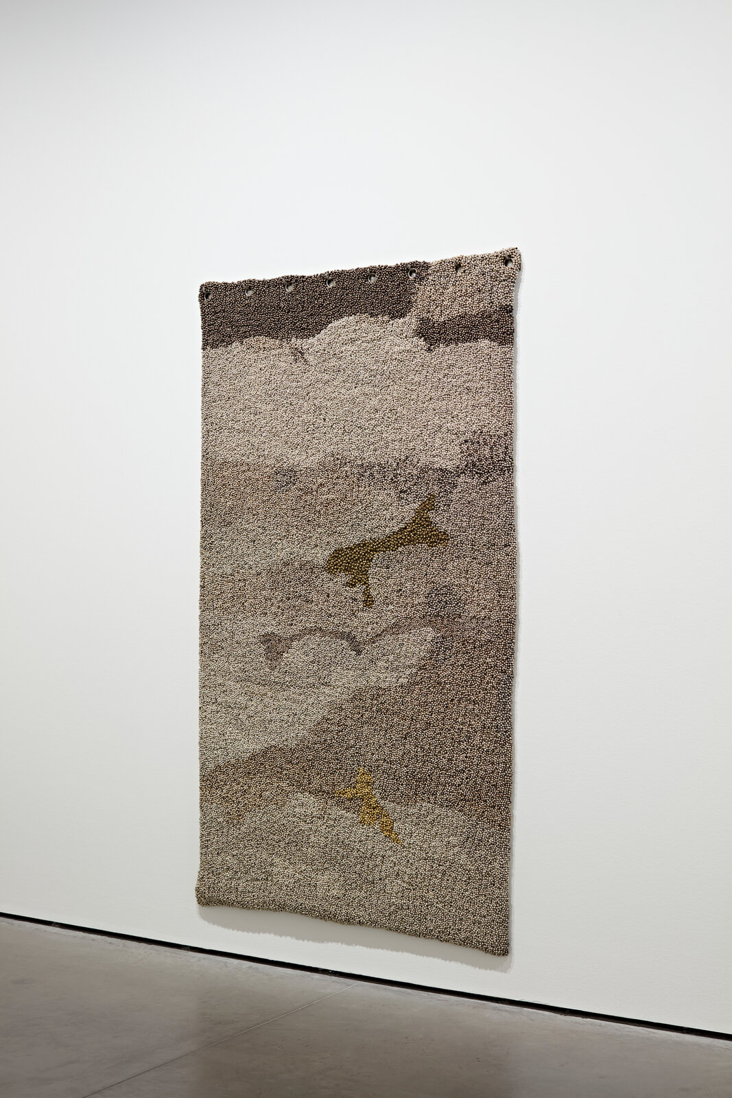 Artwork by Vibha Galhotra, Untitled (Veil), Made of Nickel coated ghungroos, fabric, thread and polyurethane coat 