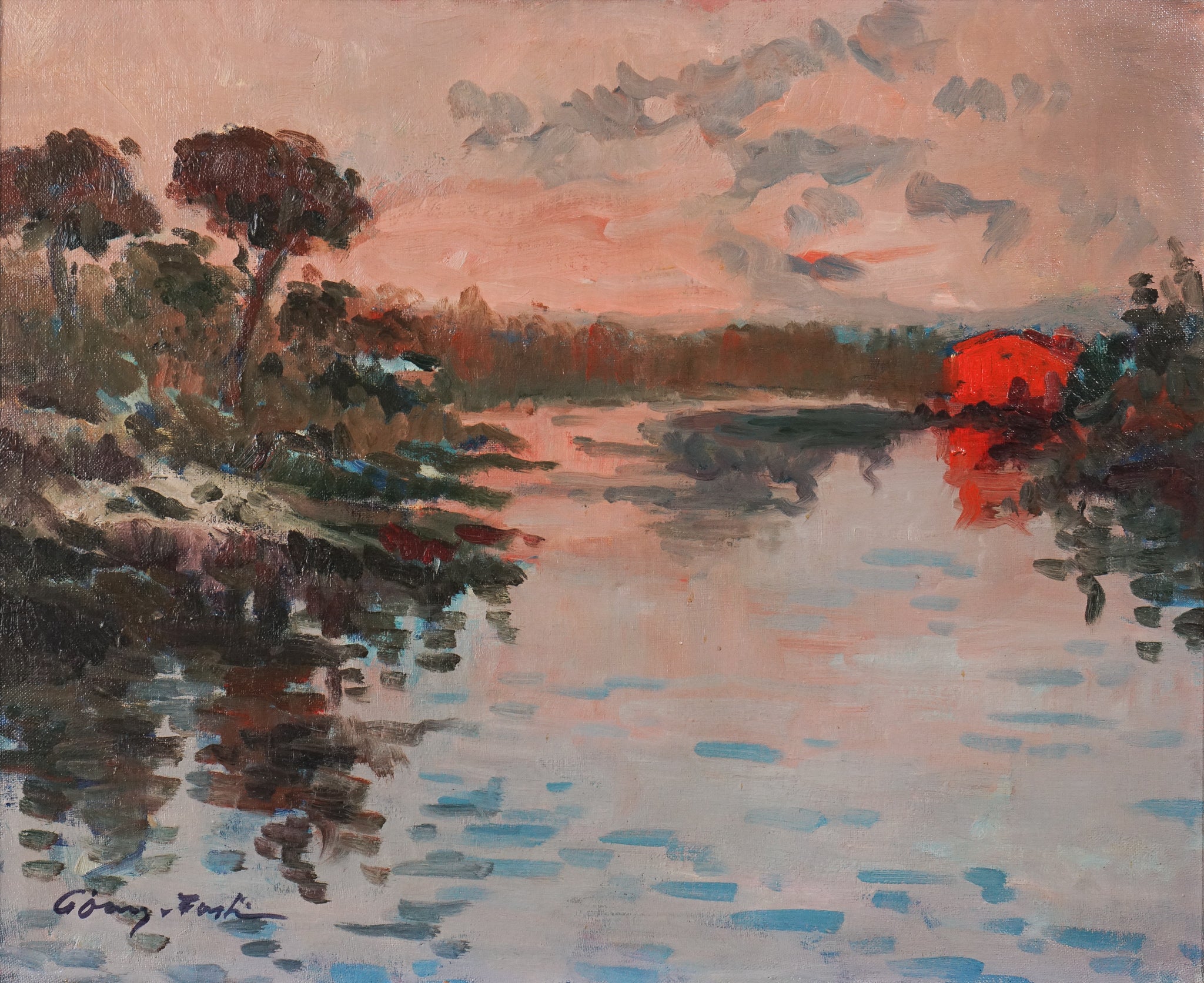 Large Post Impressionist Sunset by Vicente Gómez Fusté, Late 20th century