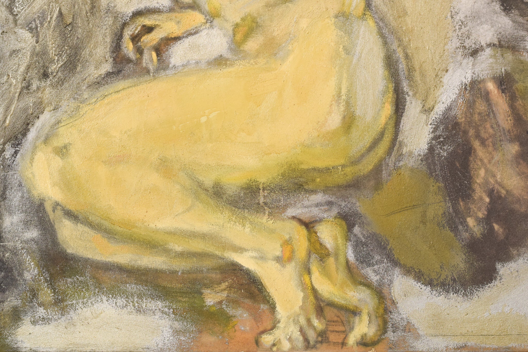 A painting of two paintings of a woman and a man in a cave.