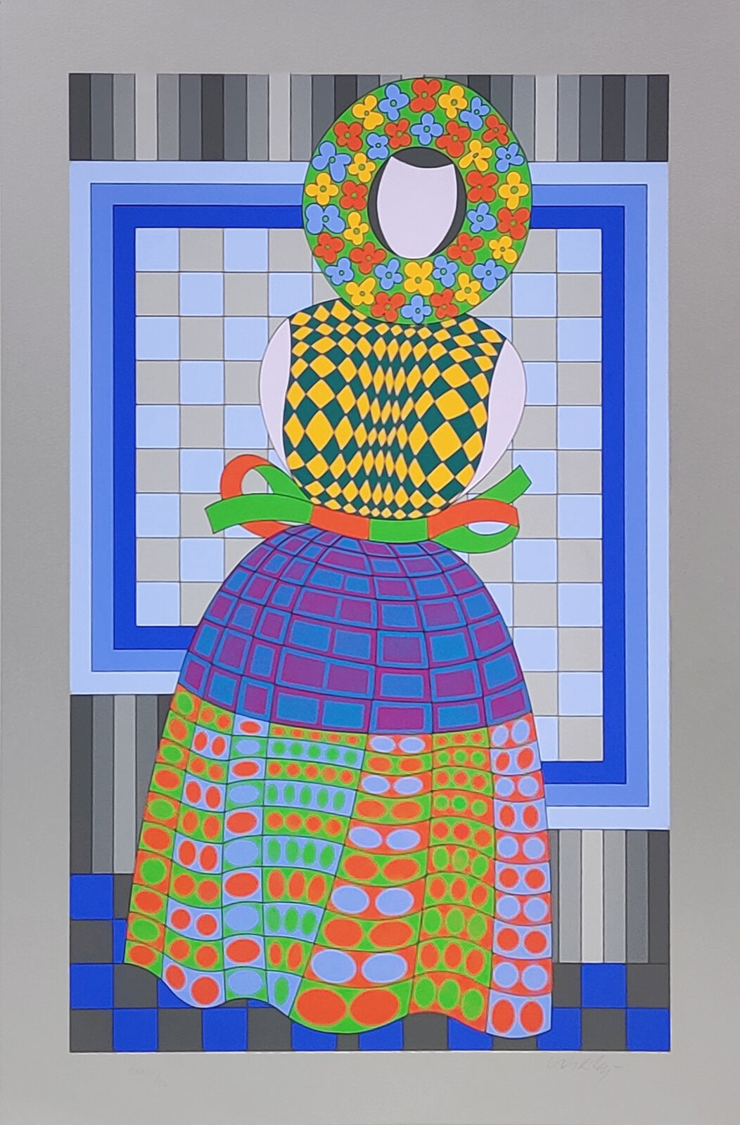 FILLE FLEUR (SILVER) by Victor Vasarely, circa 1982