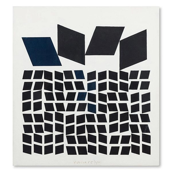 A black and white drawing of a geometric pattern on a white background.