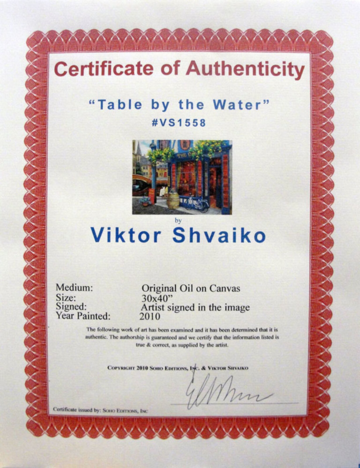 Artwork by Viktor Shvaiko, Table By The Water, Made of Oil On Canvas 
