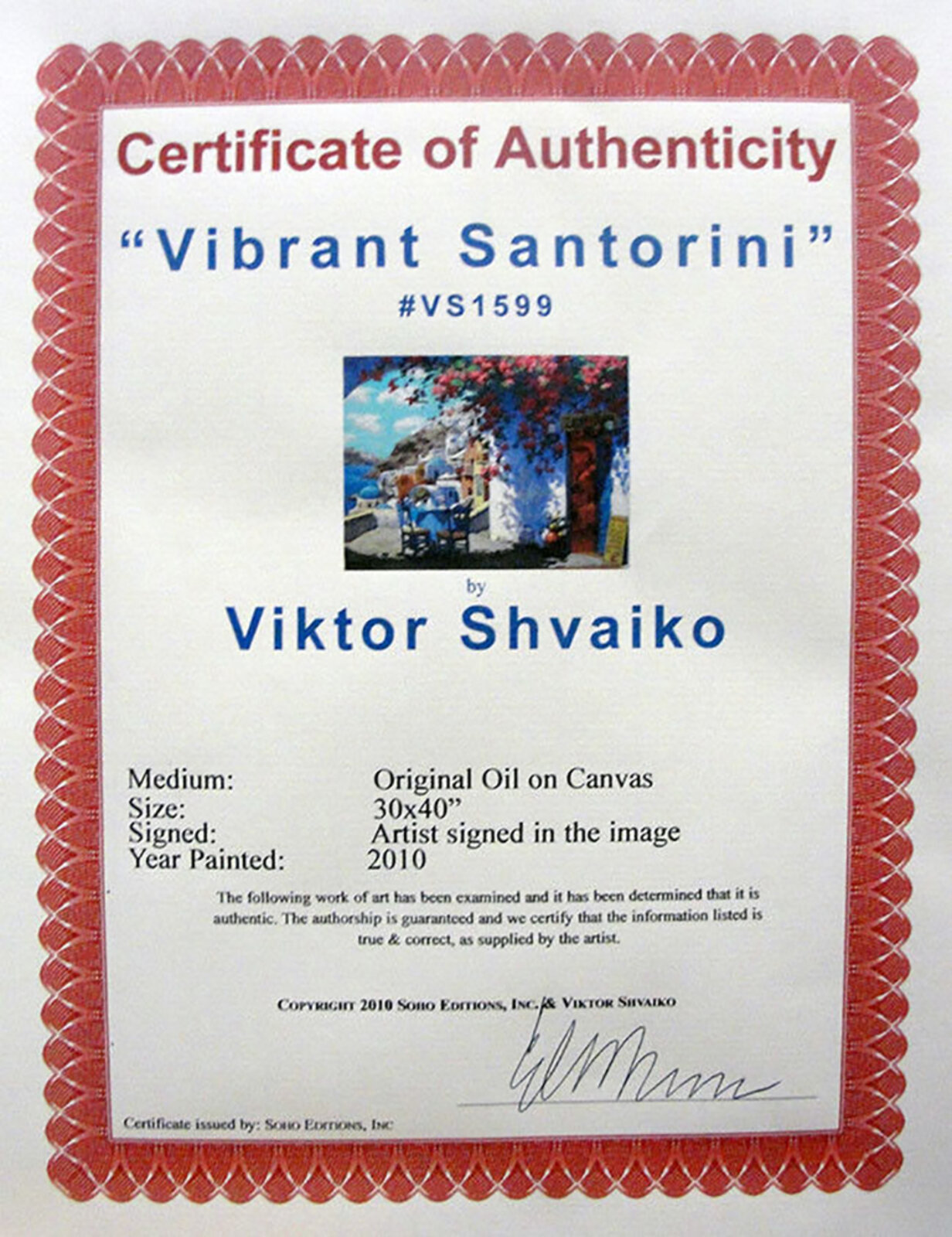 Artwork by Viktor Shvaiko, Vibrant Santorini, Made of Oil On Canvas 