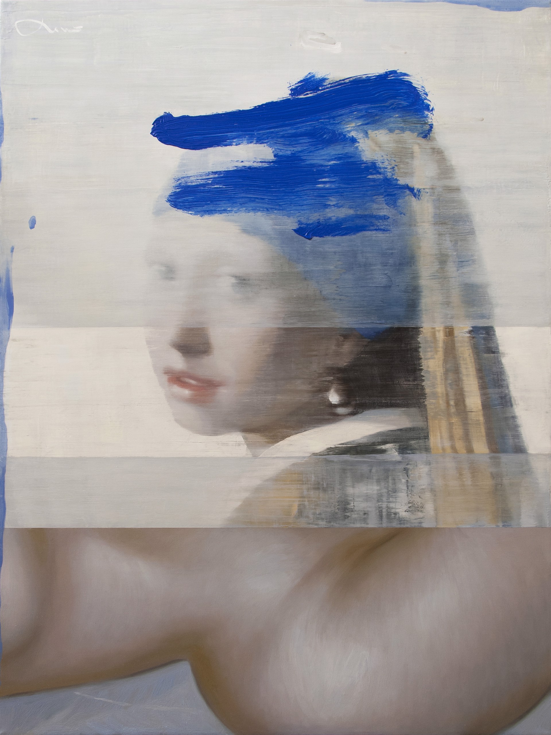 A painting of a woman with a blue headband.