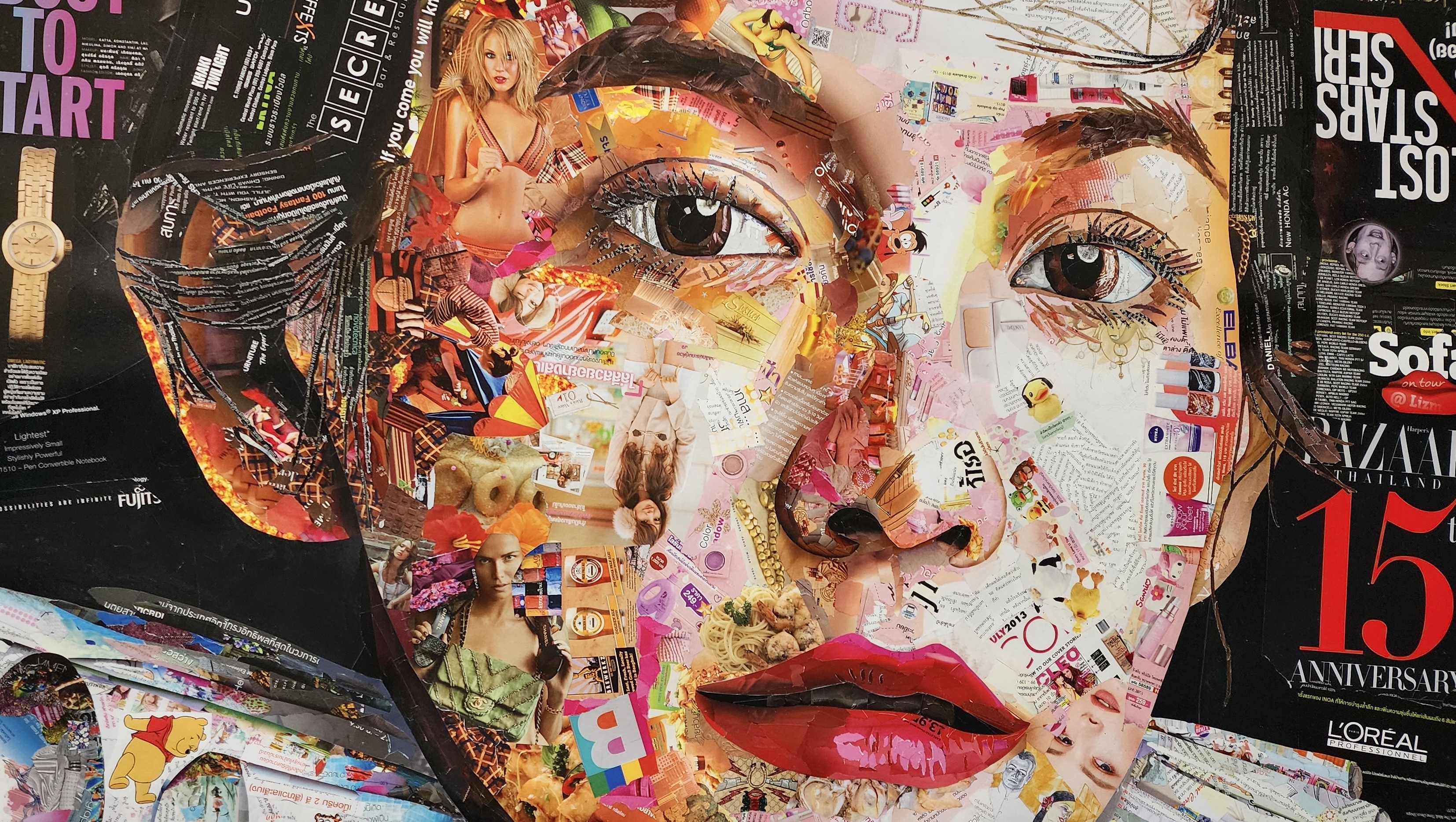 Artwork by Virut Panchabuse, Baroque woman, Made of Oil And Collage On Canvas 