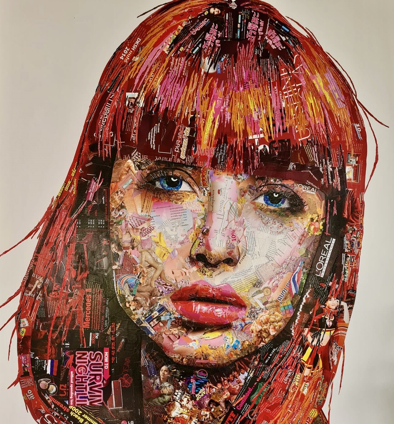 Artwork by Virut Panchabuse, Redhead gal II, Made of Acrylic And Collage On Canvas 