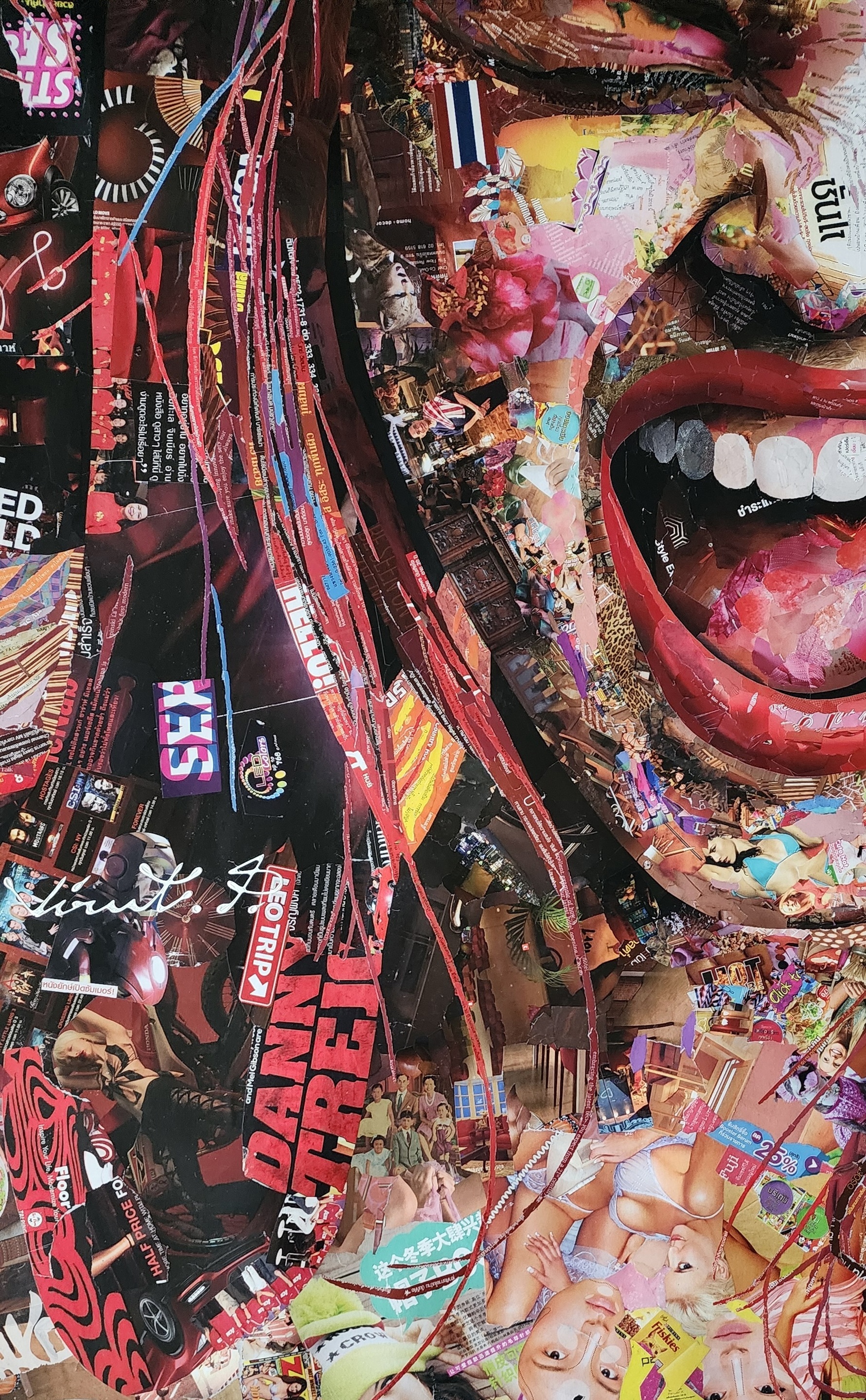 Artwork by Virut Panchabuse, Scream, Made of Oil And Collage On Canvas 