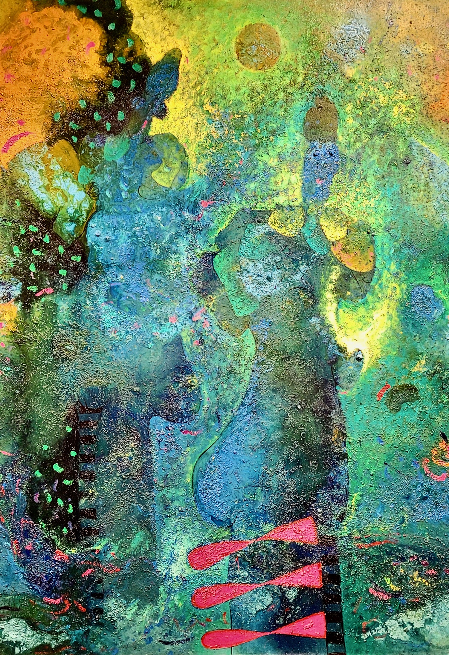 Artwork by Vladimir Cora, Banistas II, Made of Mixed Media On Canvas 