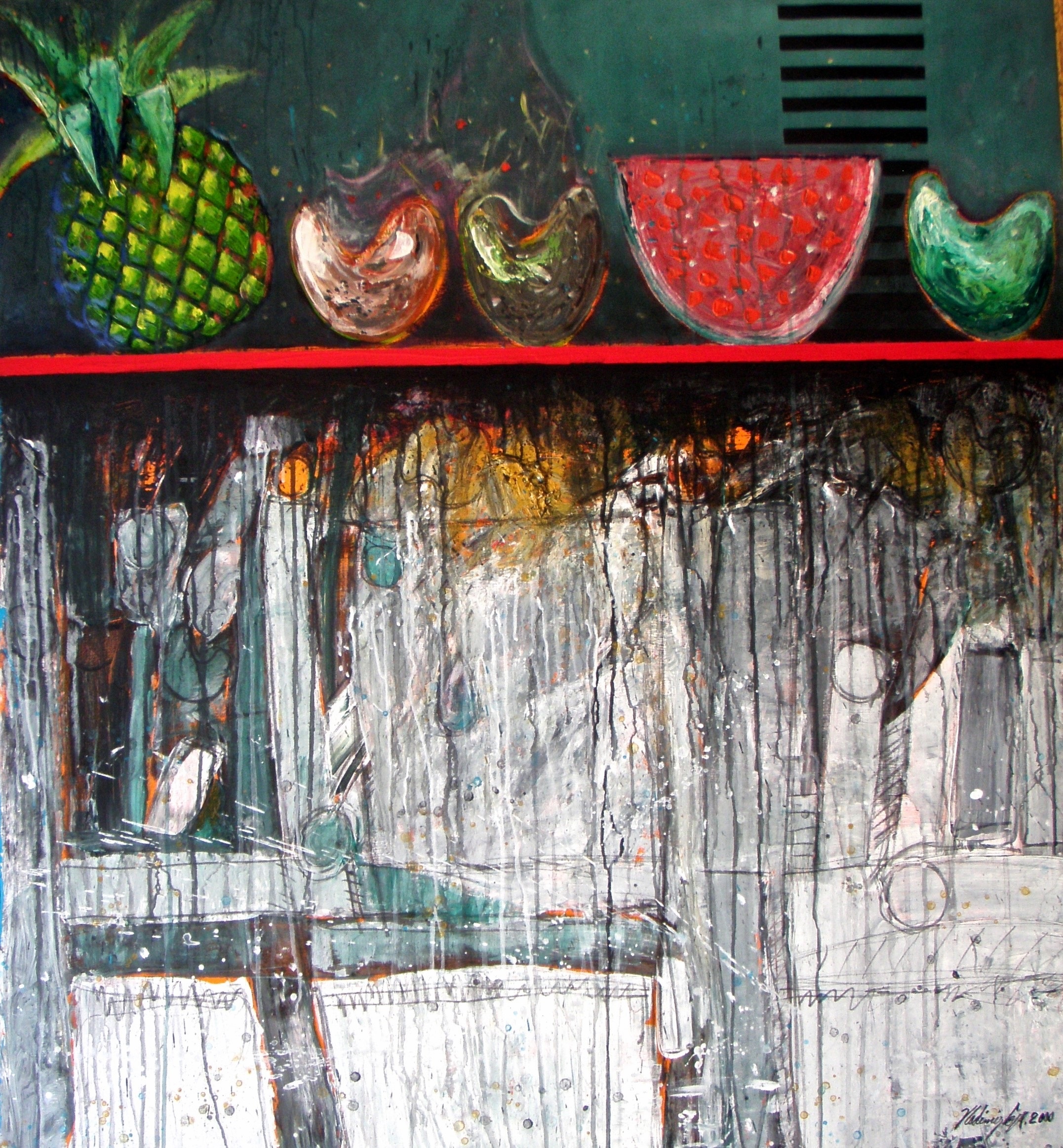 Bodegon with fruit by Vladimir Cora, 2000