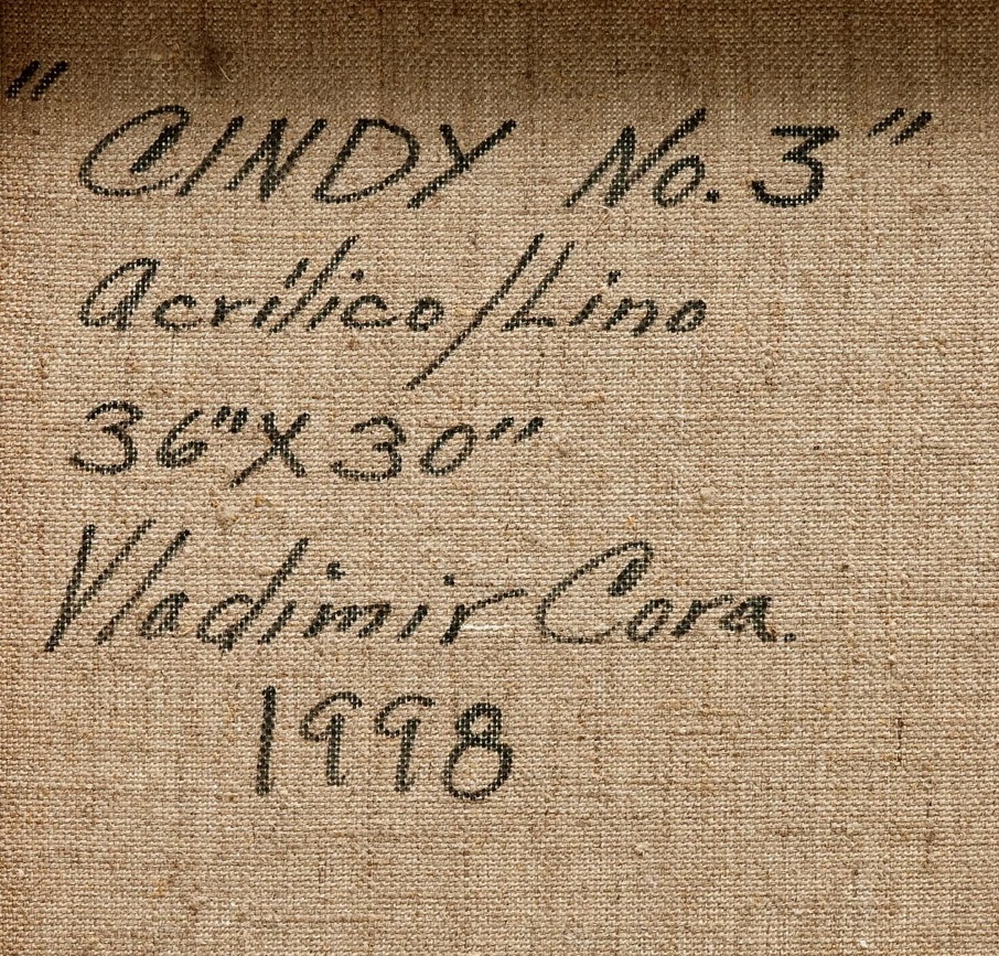 Artwork by Vladimir Cora, Cindy in red (from the Cindy series), Made of Acrylic On Canvas 