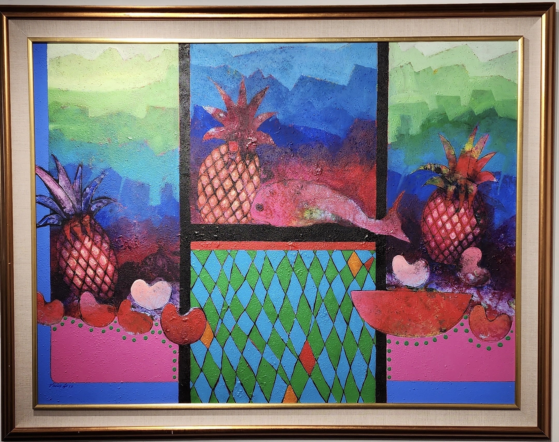 Artwork by Vladimir Cora, Frutas y Pez, Made of Acrylic On Canvas 