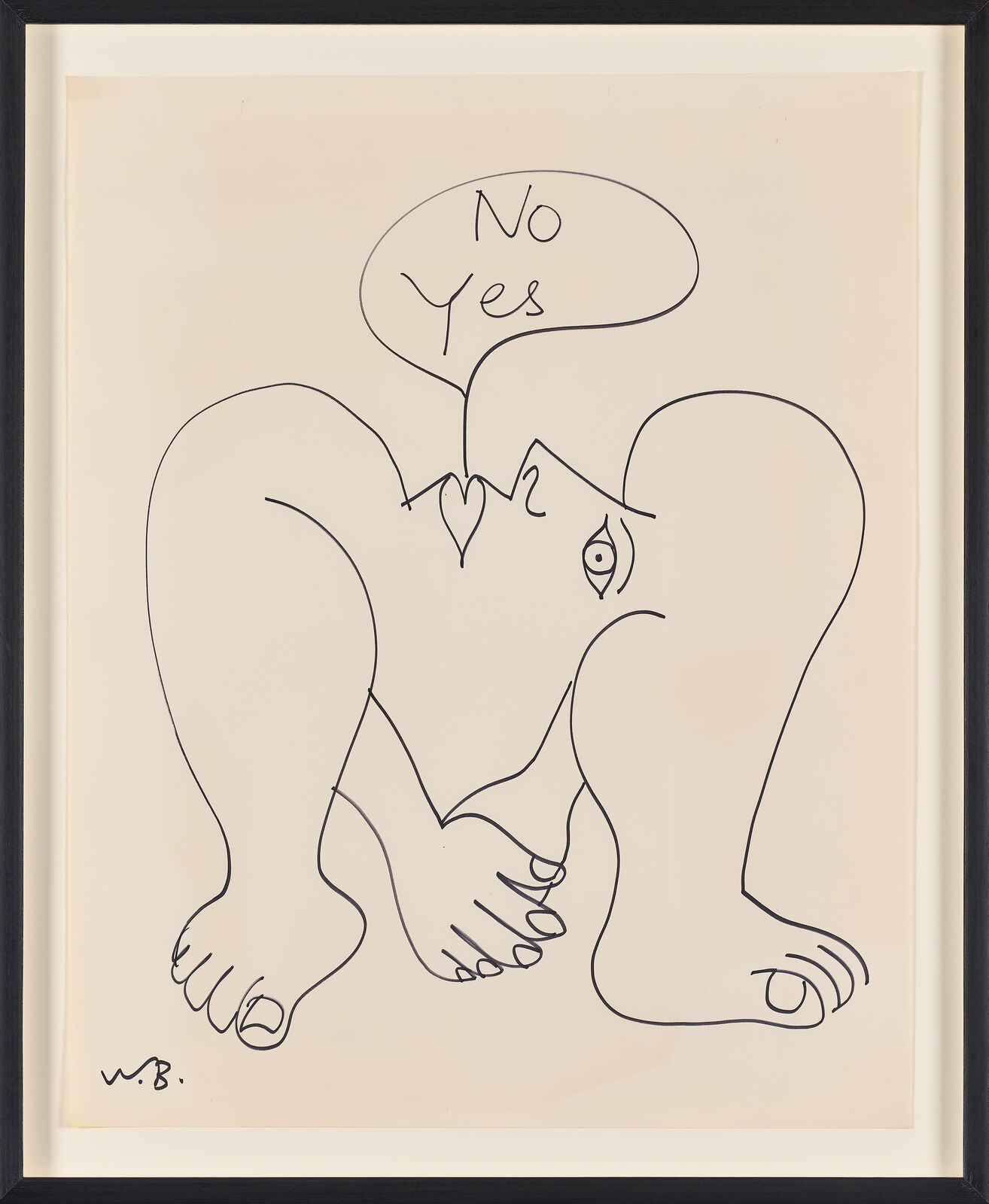 Artwork by Walter Whall Battiss, Untitled (No Yes, Hand over Hand, Below Profile), Made of Ink on paper 