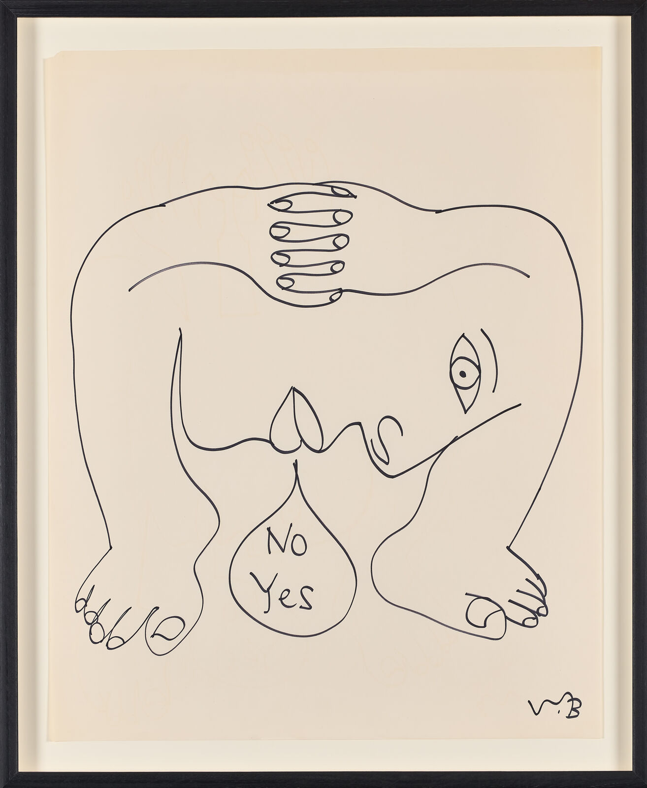 Untitled (No Yes, Large Profile under Clasped Hands) by Walter Whall Battiss, 1970