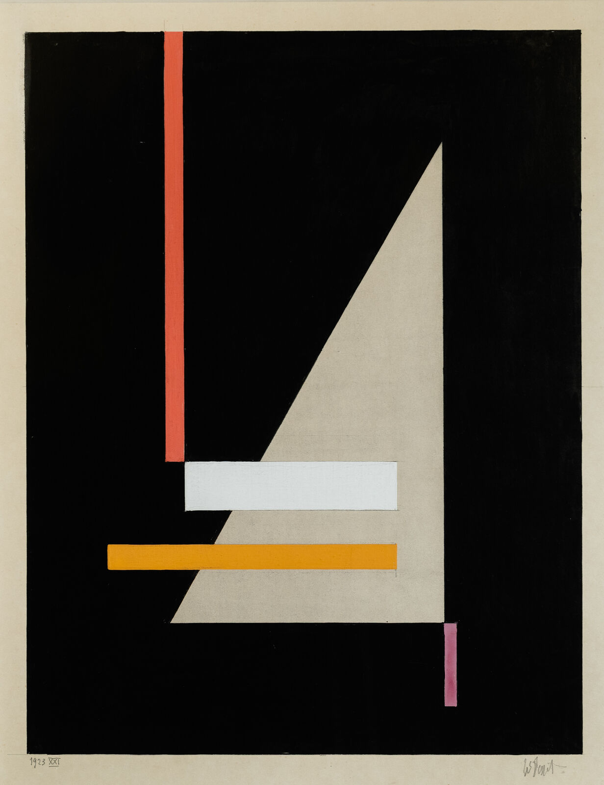 Artwork by Walter Dexel, Mit grauem spitzen Dreieck XXI, Made of Tempera und Tusche 
