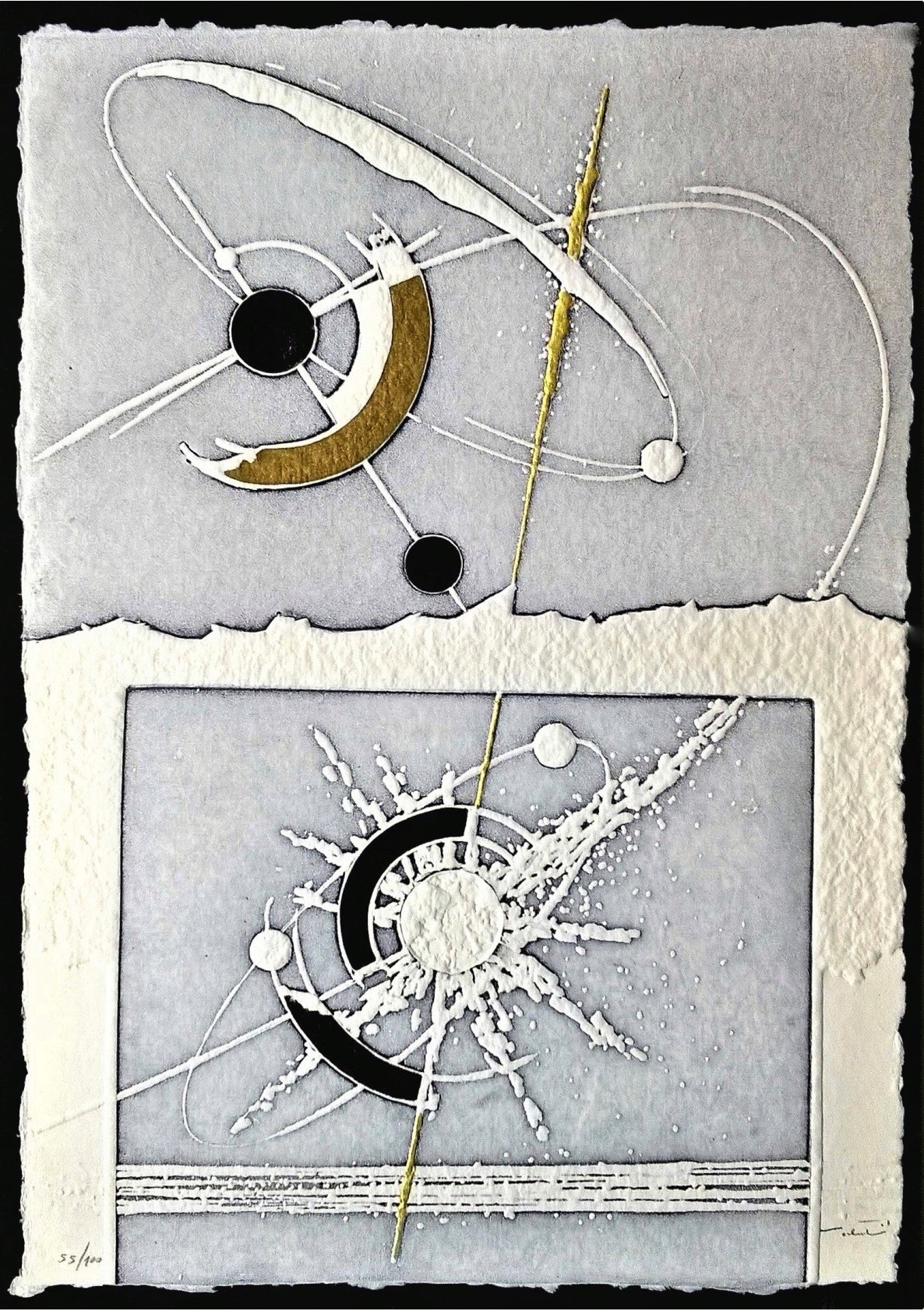 A drawing of a sun and moon on a piece of paper.