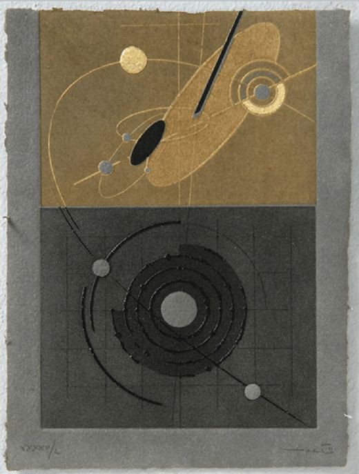 a piece of paper with a black and gold design on it