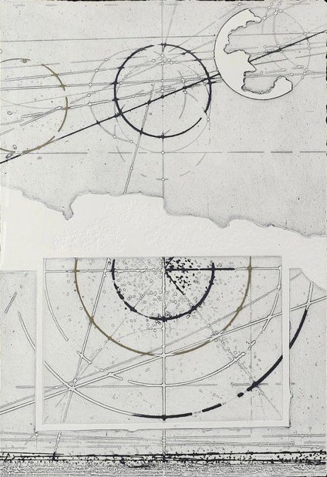 a drawing of a map with a circle on it