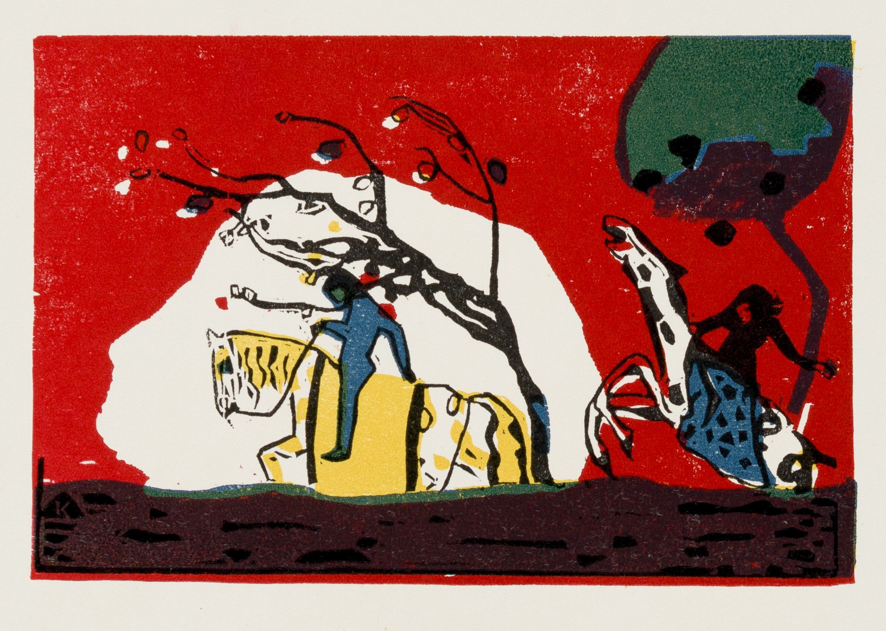 Zwei Reiter vor Rot by Wassily Kandinsky, 1911