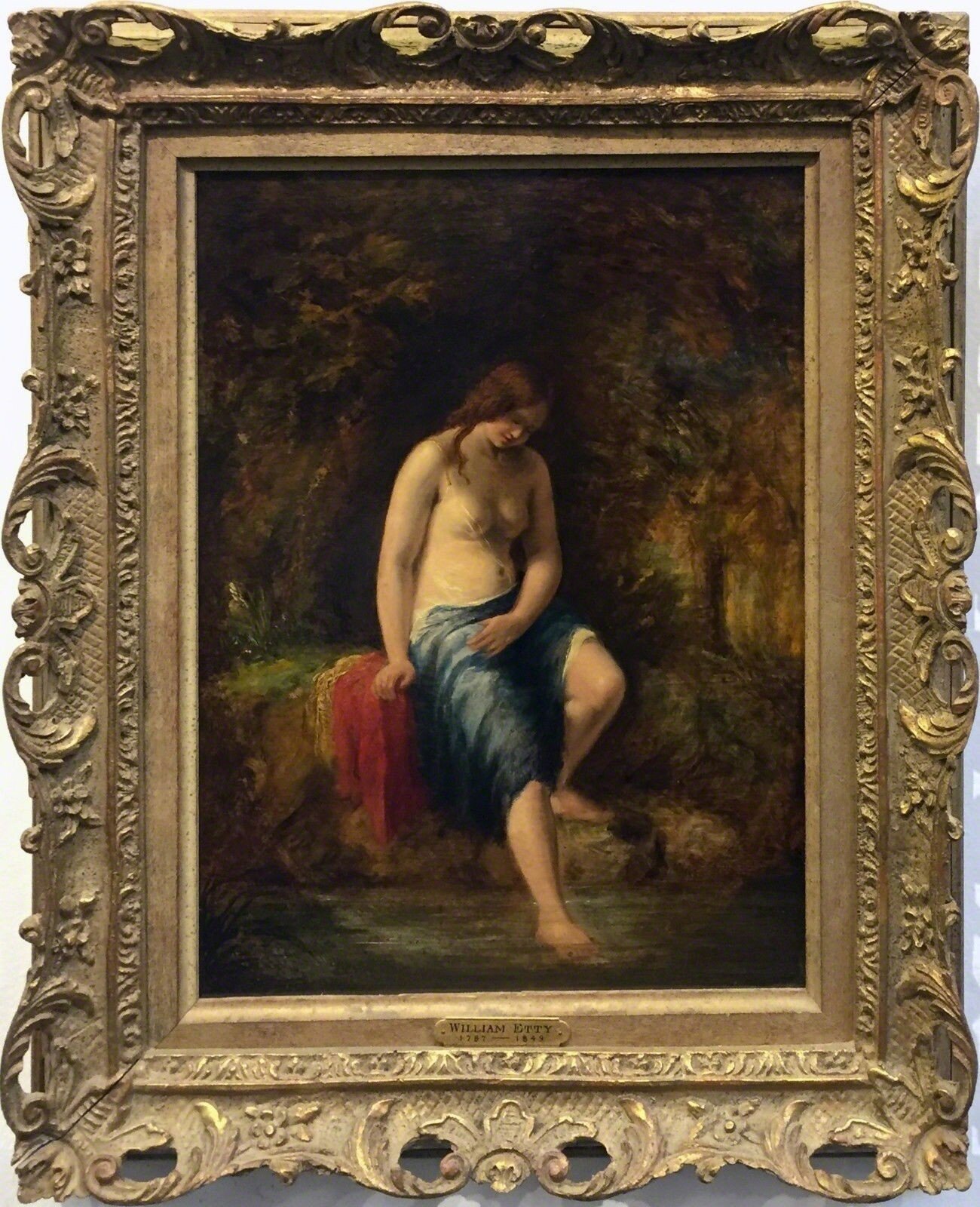 Artwork by William Etty, Bather, Made of Oil On Panel 