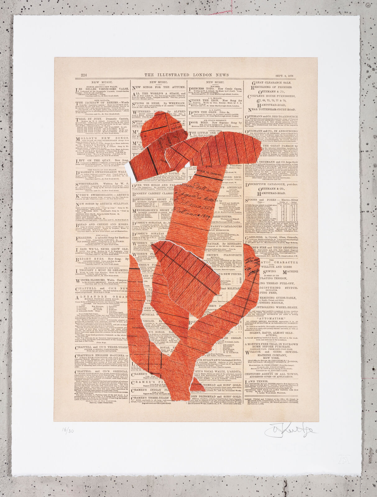 A picture of a man in a red suit on a newspaper page.