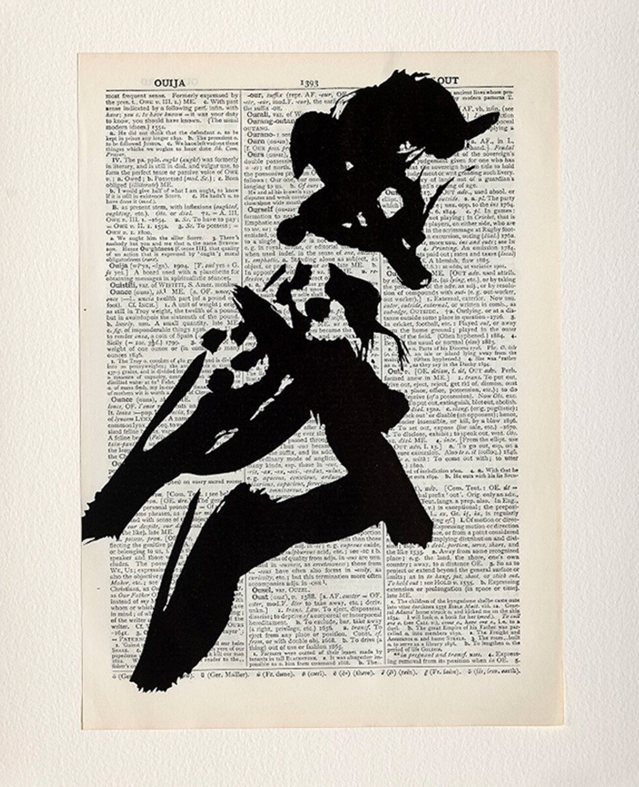 Artwork by William Kentridge, Bird II (Ref. 28), Made of Linocut printed on Shorter Oxford English Dictionary mounted onto Arches Cover White, 400 gsm 