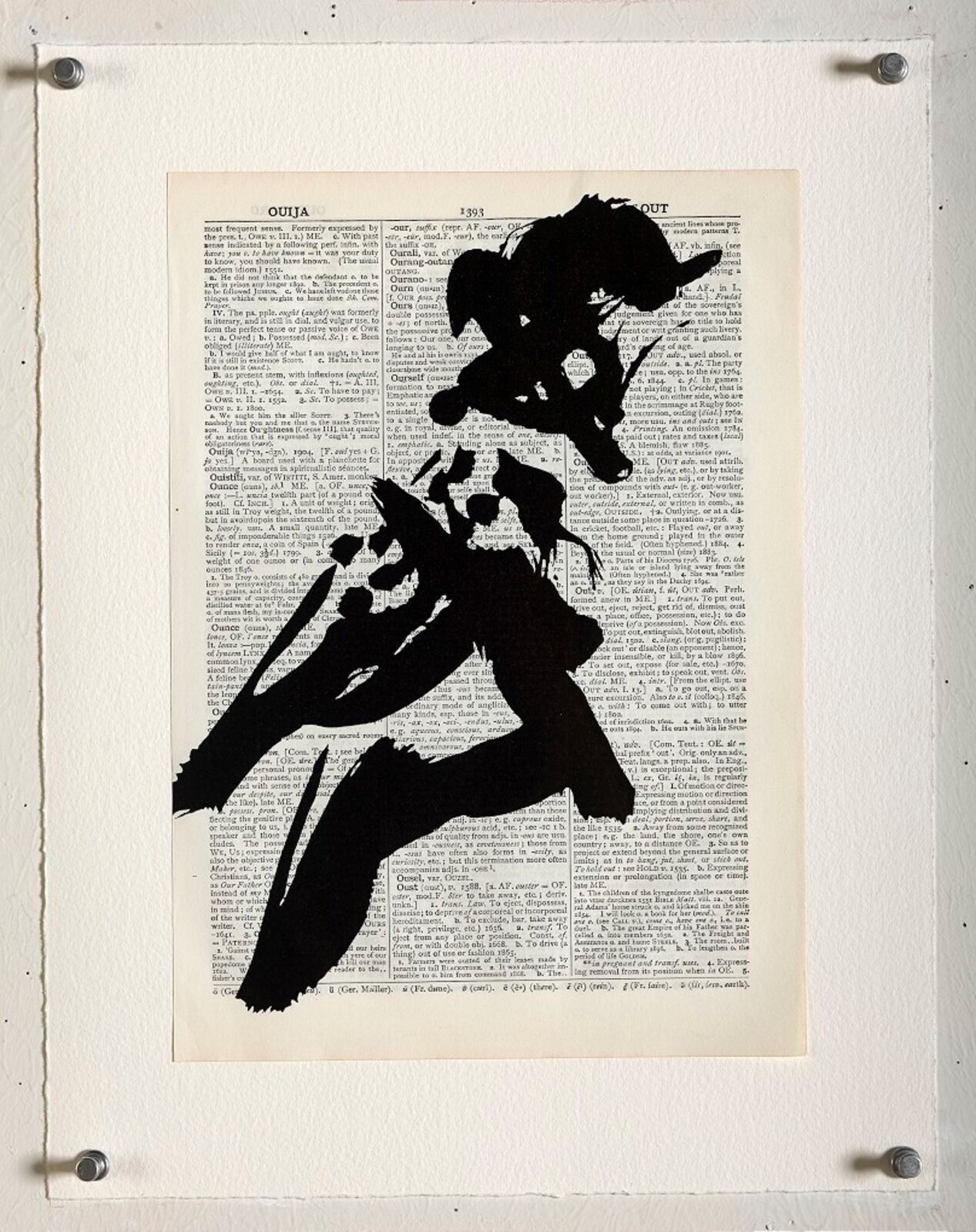 Artwork by William Kentridge, Bird II (Ref. 28), Made of Linocut printed on Shorter Oxford English Dictionary mounted onto Arches Cover White, 400 gsm 