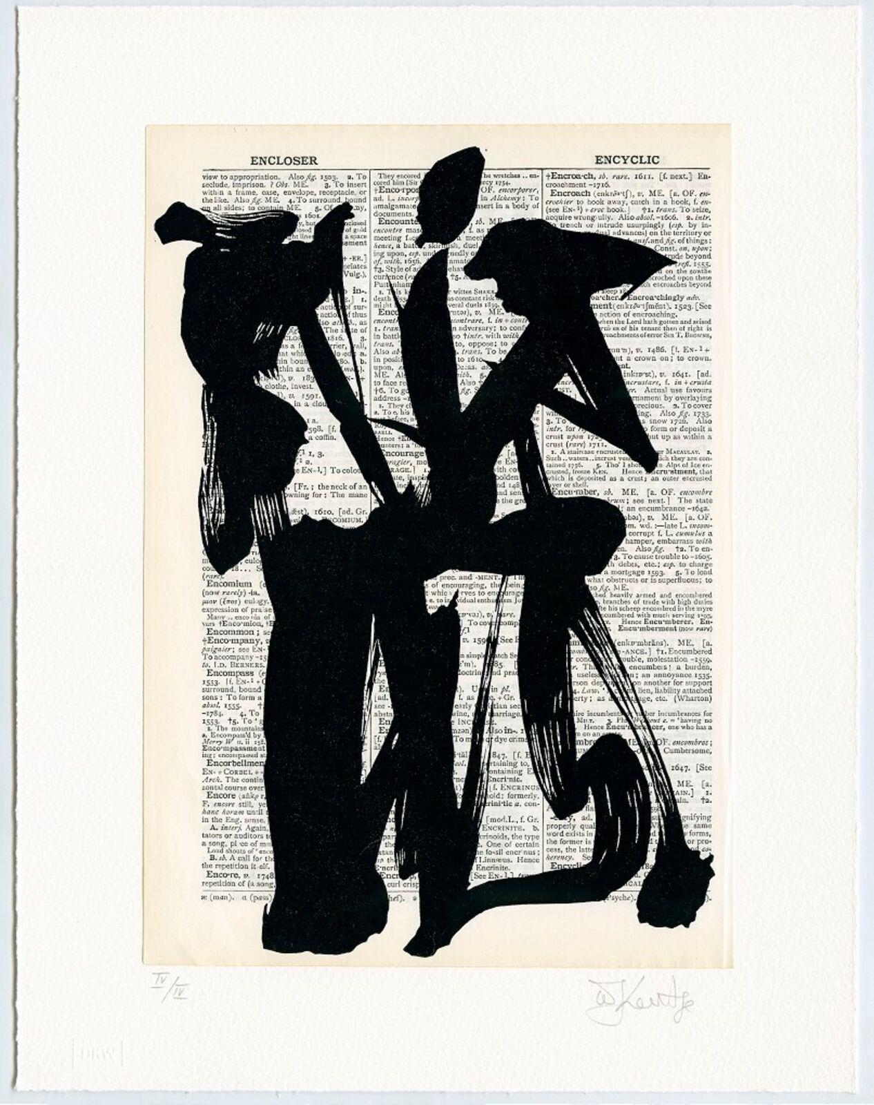 A black and white drawing of a man and woman sitting on a chair.