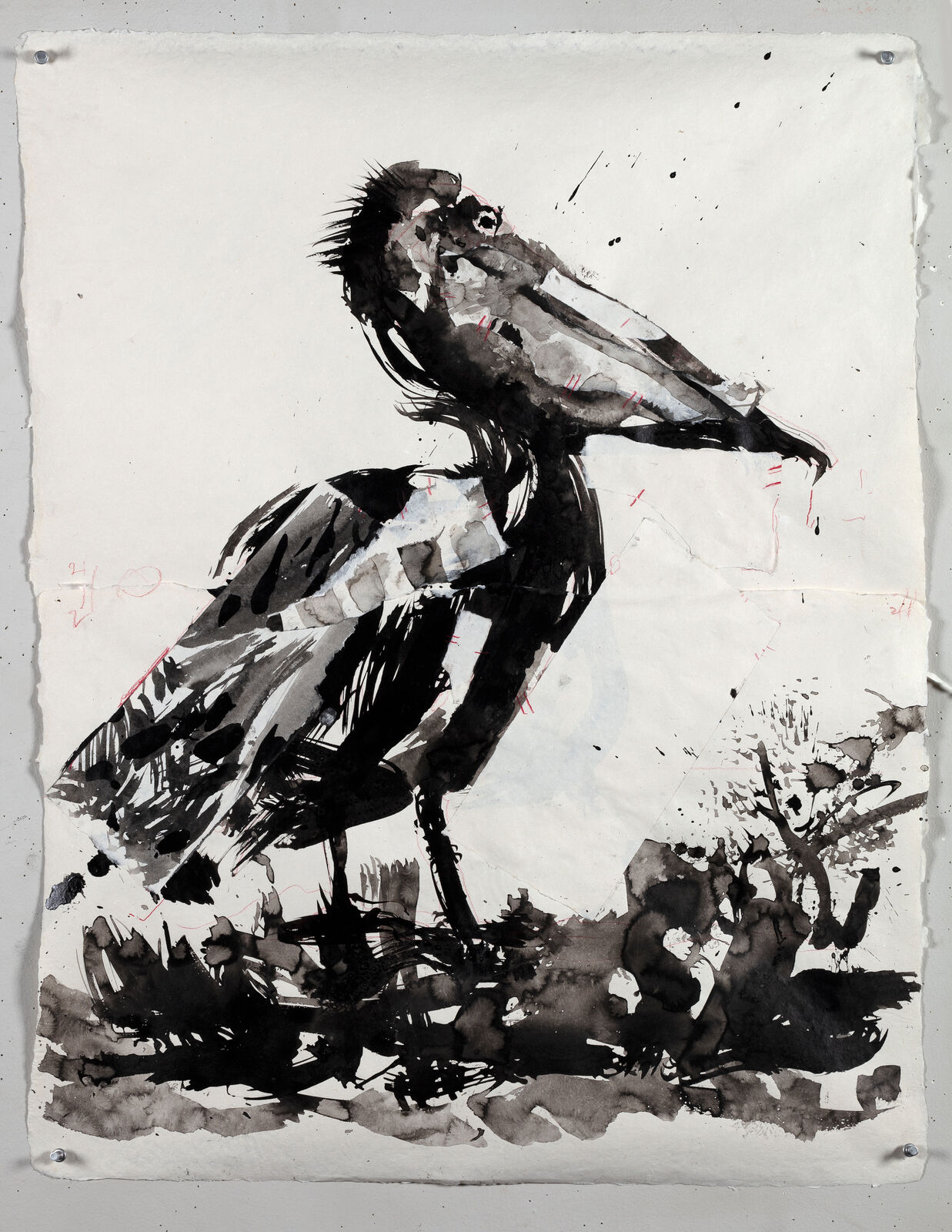 Drawing for Self-Portrait as a Coffee Pot, Episode 9 (Pelican, with swatches) by William Kentridge, 2022