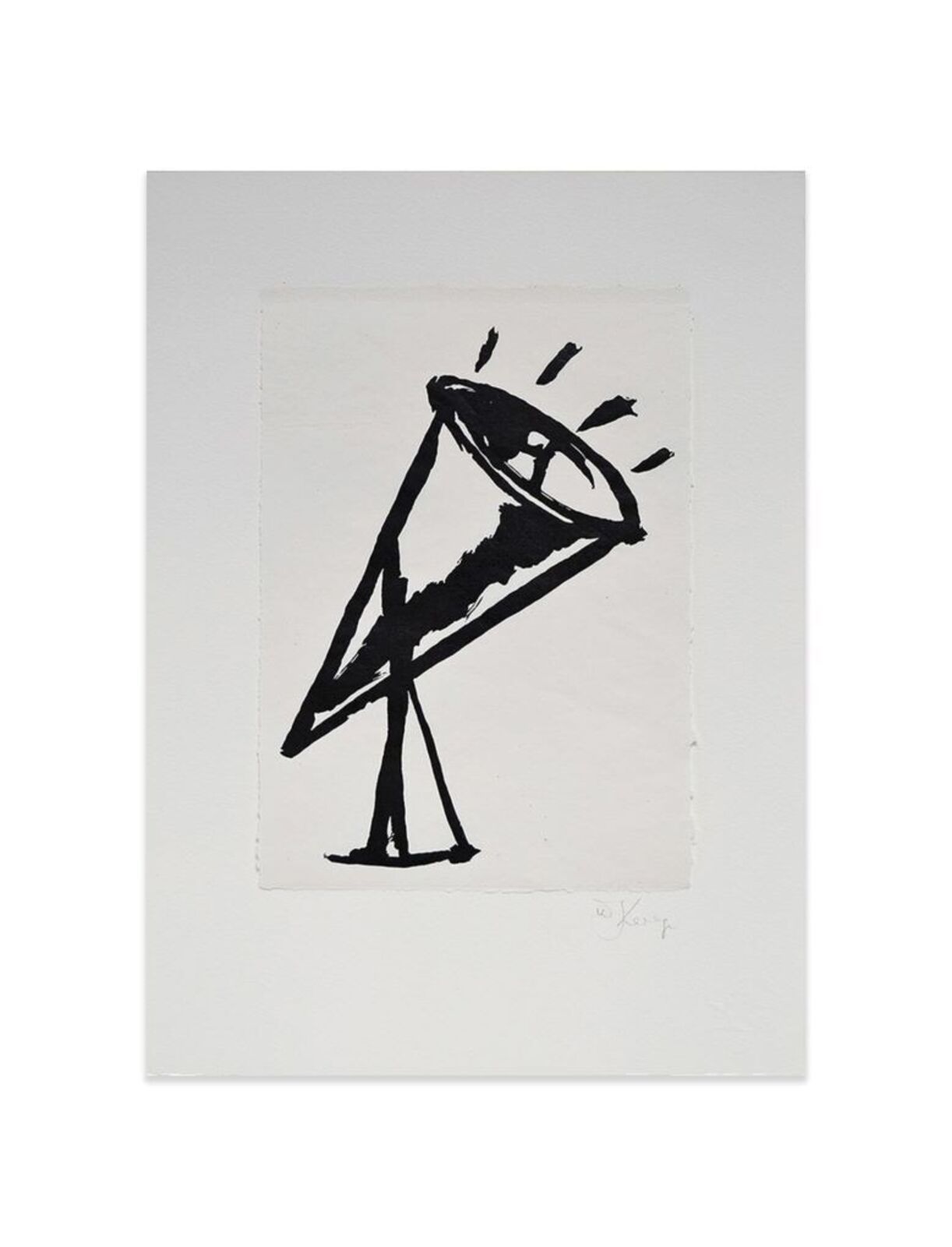 A black and white drawing of a martini glass on a table.