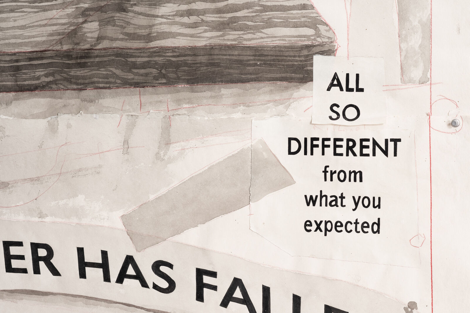 Artwork by William Kentridge, Try to Understand this Simple Speech, Made of Indian ink, coloured pencil and Collage on Phumani handmade paper 
