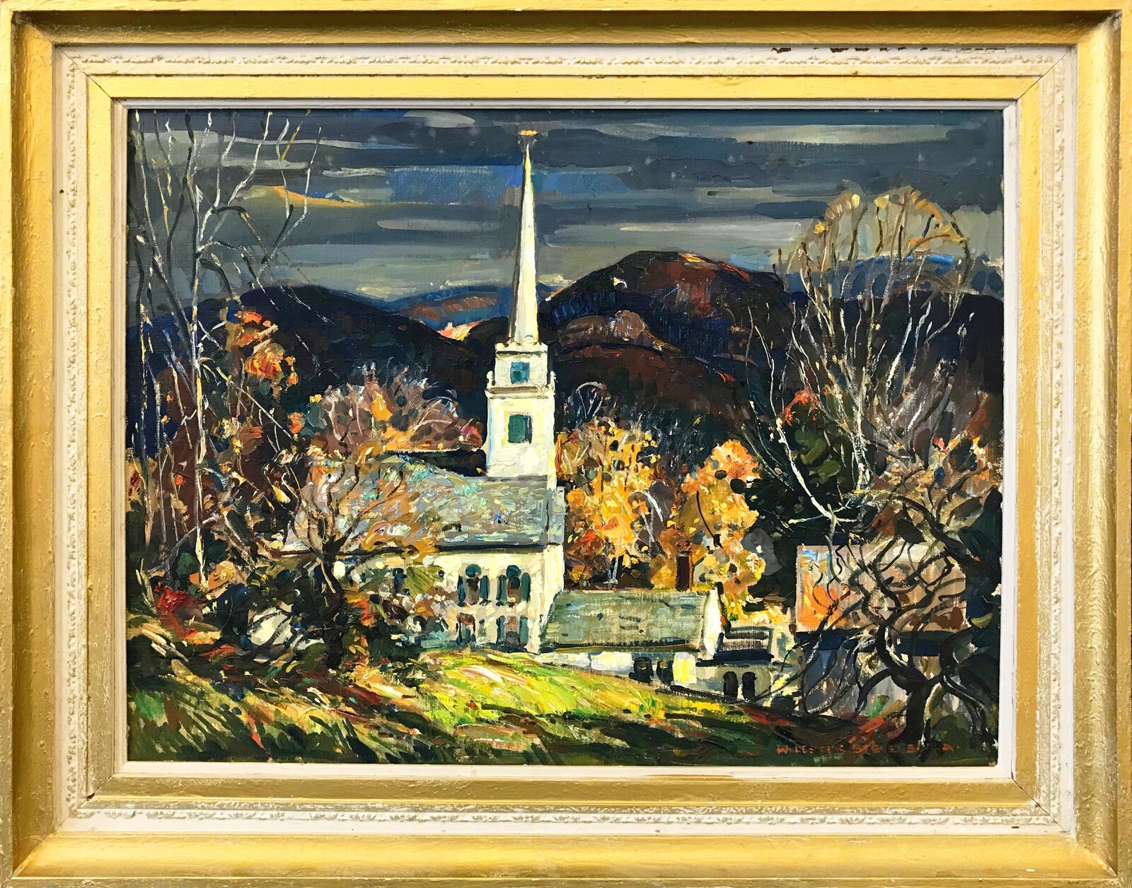 Artwork by William Lester Stevens, Top Of The Hill, Made of Oil On Masonite 