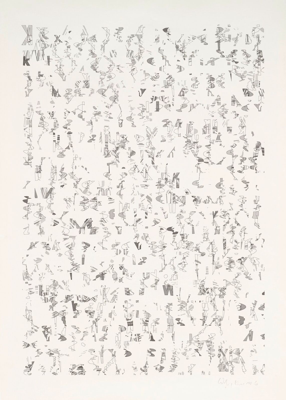 A black and white drawing of a large number of people.